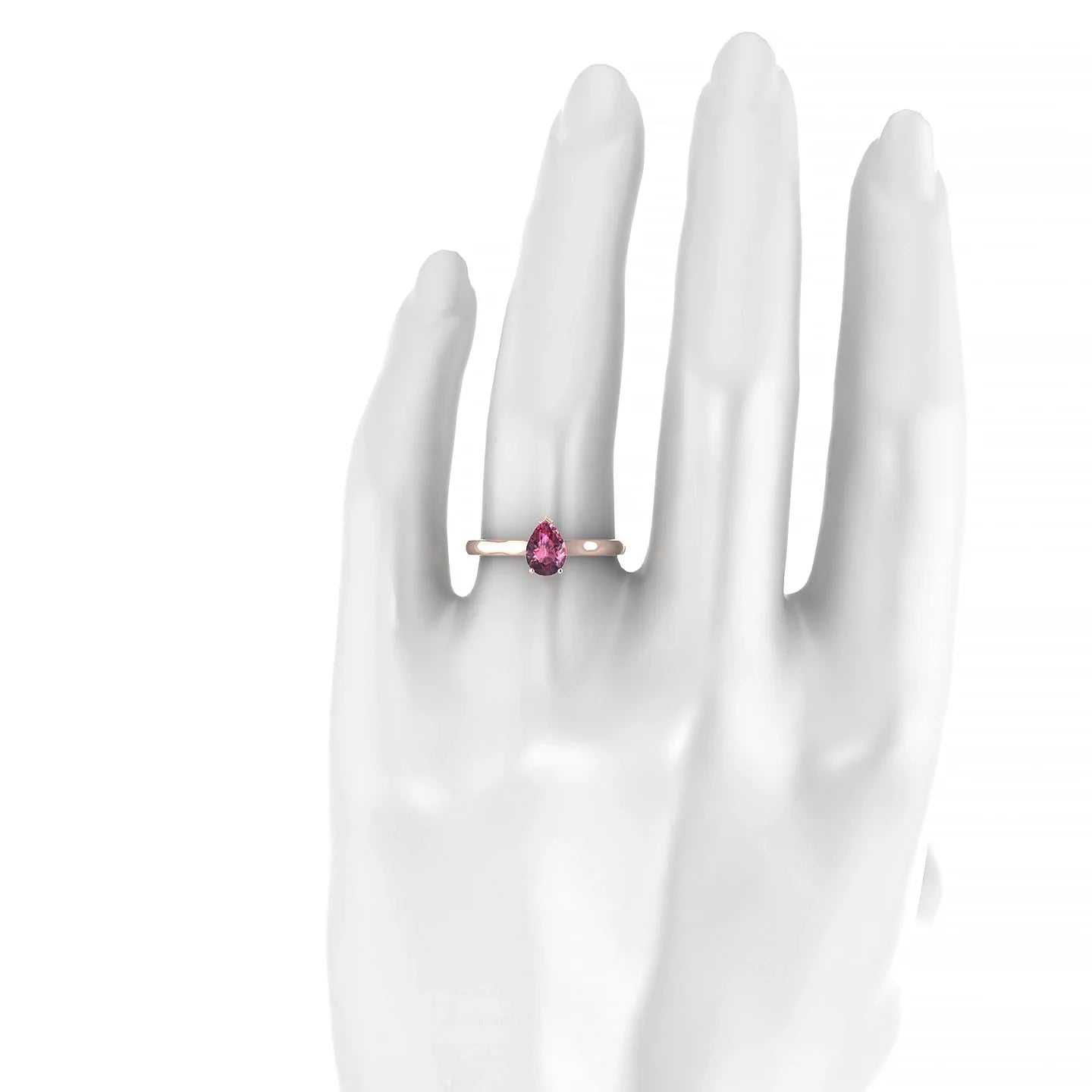 Cathedral | 18k Rose Gold 7 x 5 mm Pear Rhodolite Ring