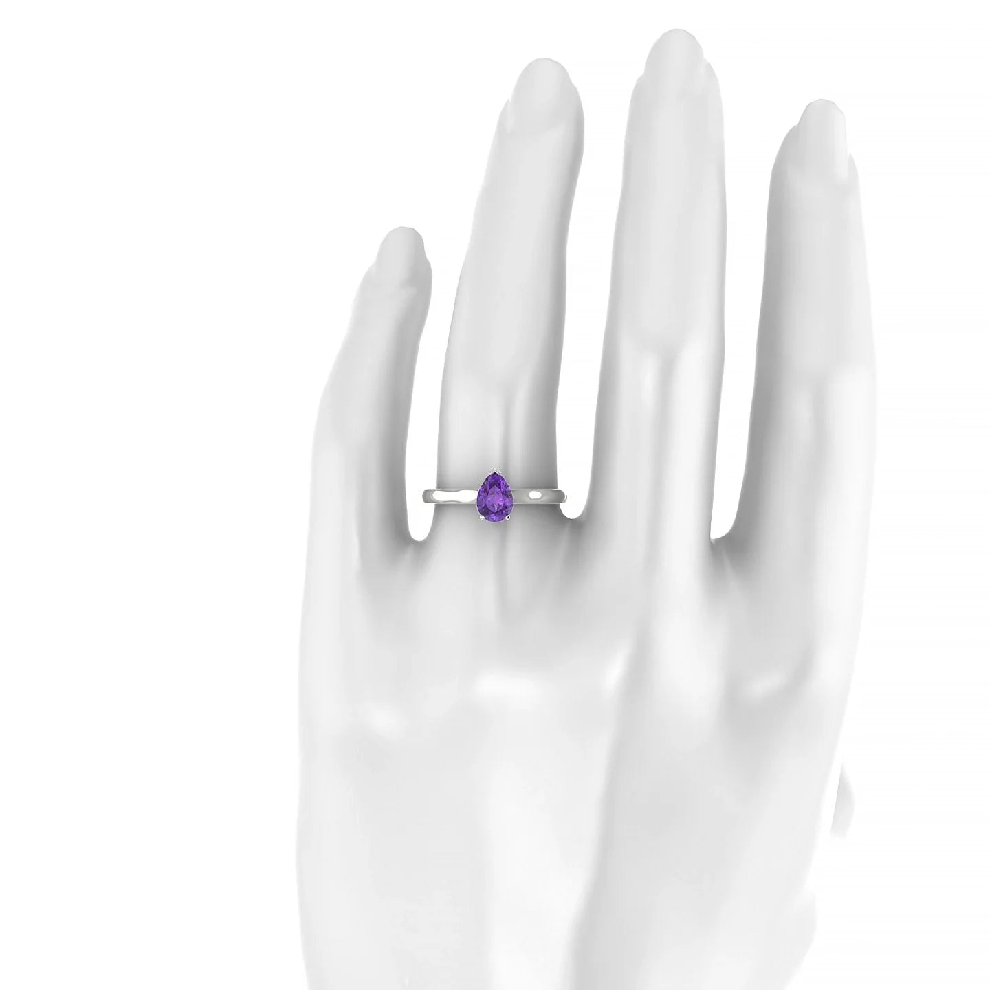 Cathedral | 18k White Gold 7 x 5 mm Pear Amethyst Ring