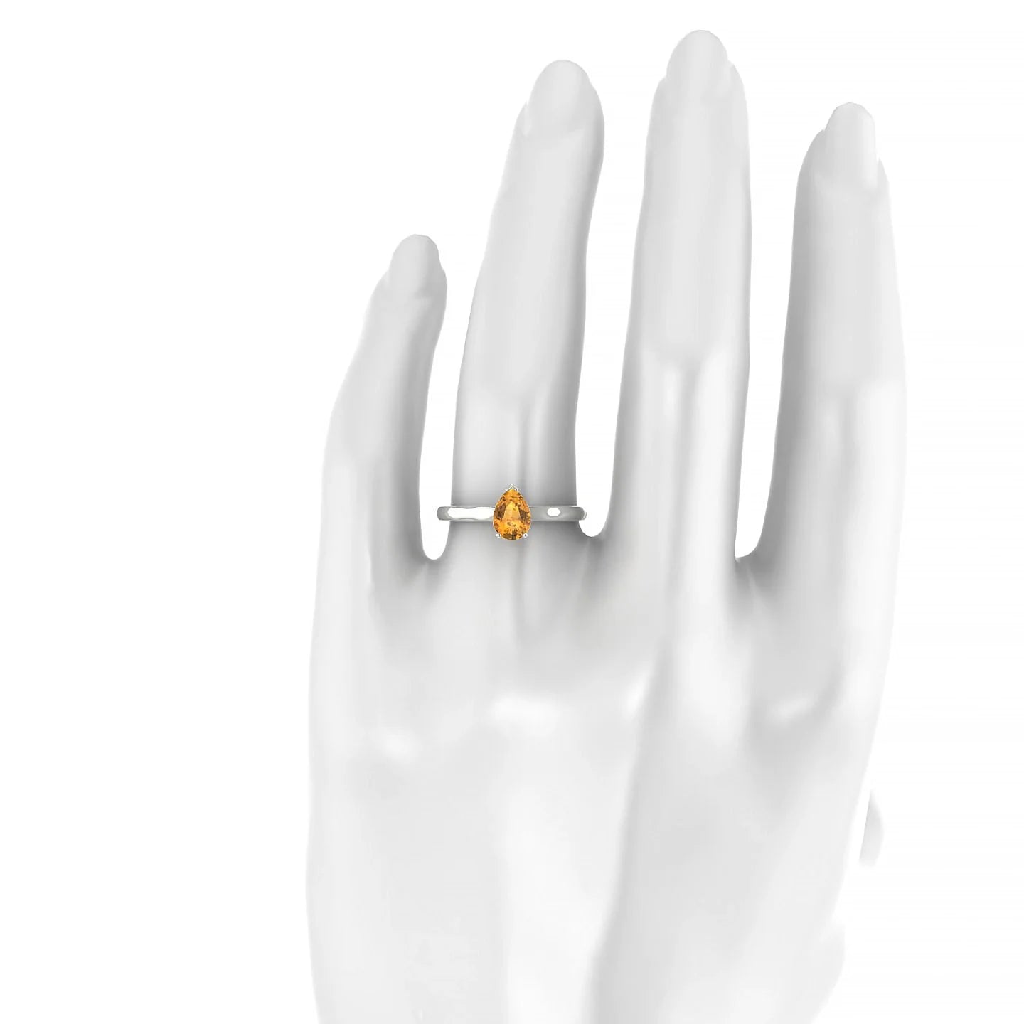 Cathedral | 18k White Gold 7 x 5 mm Pear Citrine Ring