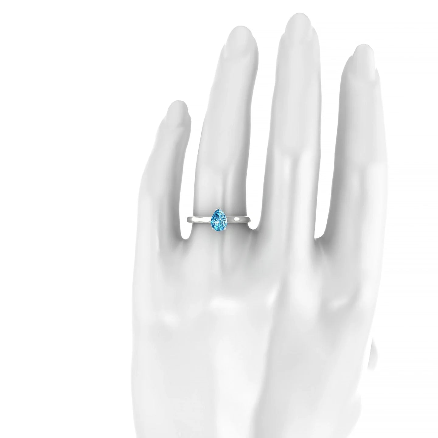 Cathedral | 18k White Gold 7 x 5 mm Pear Topaz Ring