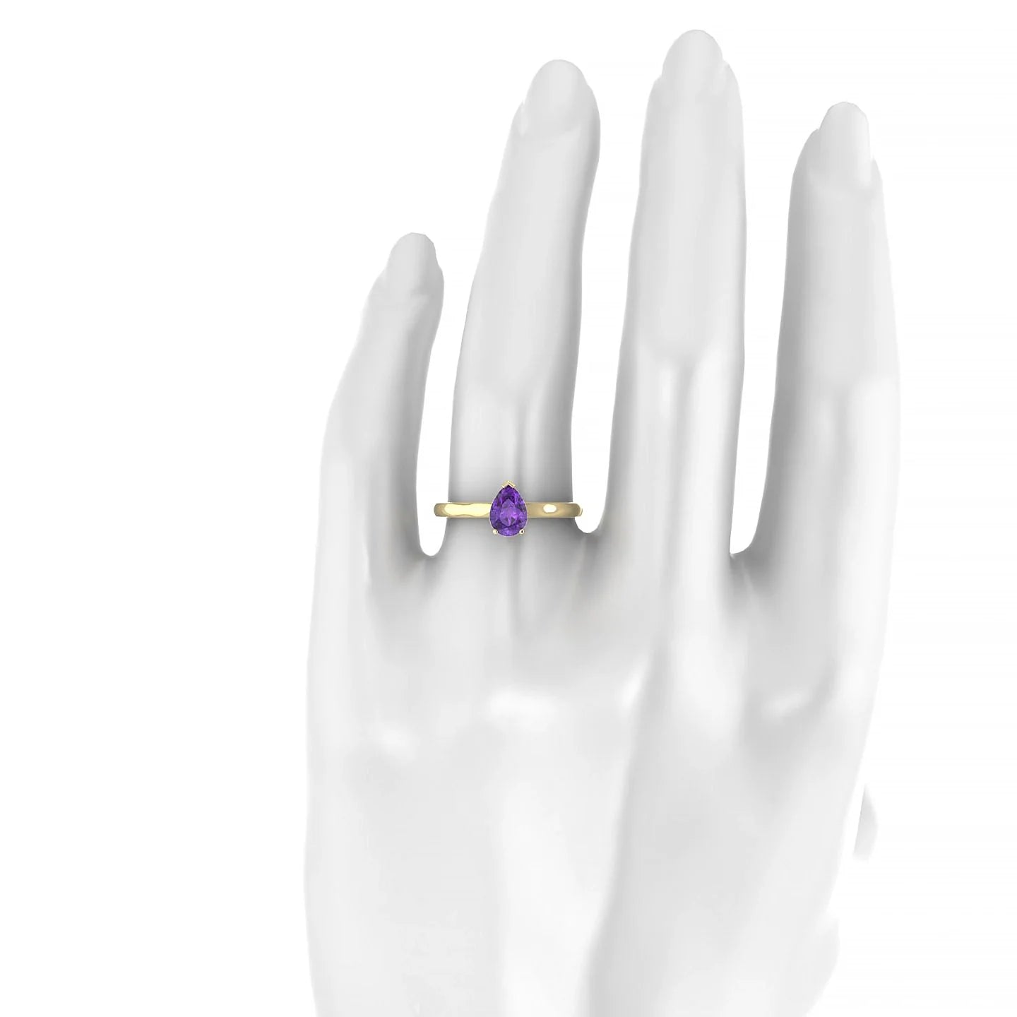 Cathedral | 18k Yellow Gold 7 x 5 mm Pear Amethyst Ring