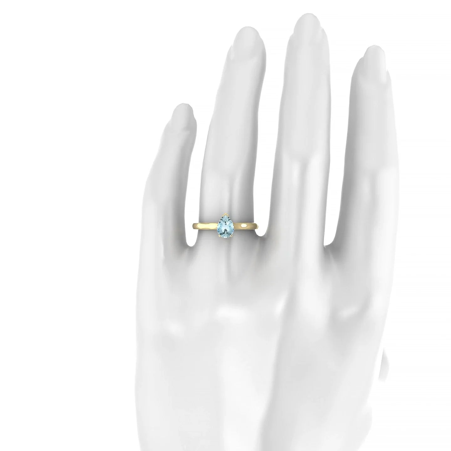 Cathedral | 18k Yellow Gold 7 x 5 mm Pear Aquamarine Ring