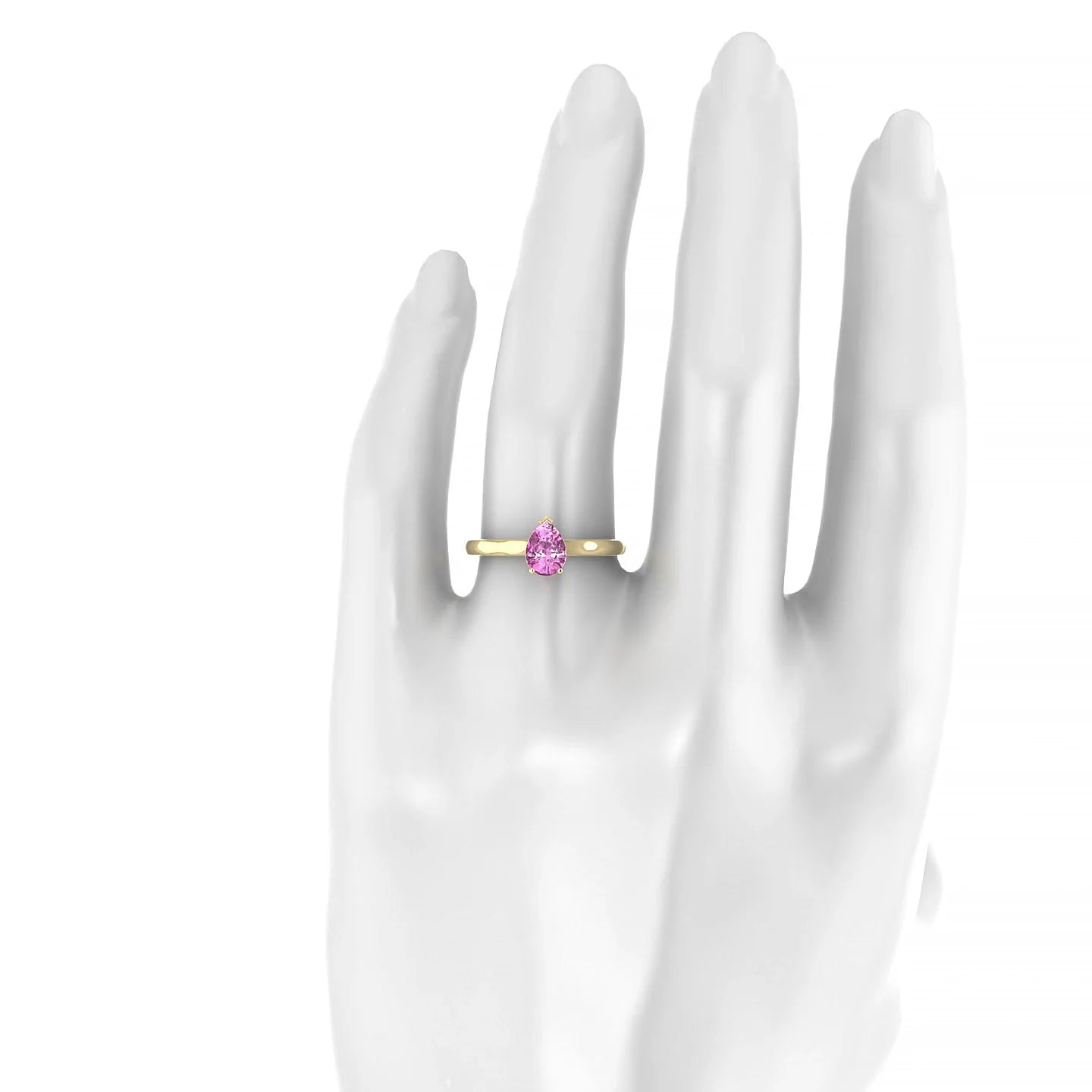 Cathedral | 18k Yellow Gold 7 x 5 mm Pear Pink Sapphire Ring