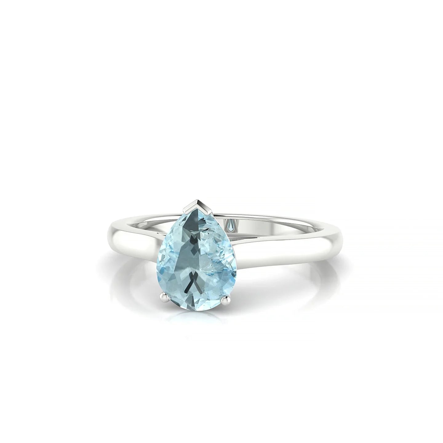 Cathedral | 18k White Gold 8 x 6 mm Pear Aquamarine Ring