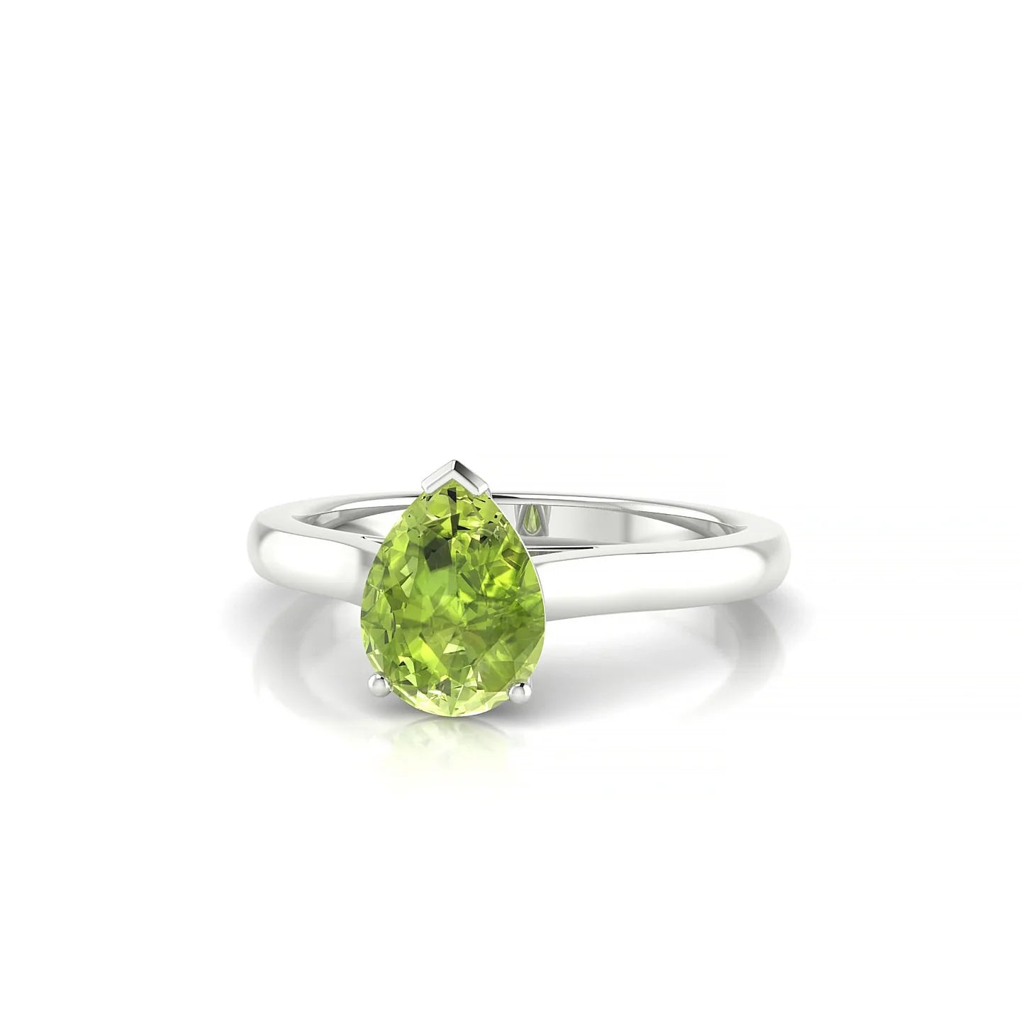 Cathedral | 18k White Gold 8 x 6 mm Pear Peridot Ring