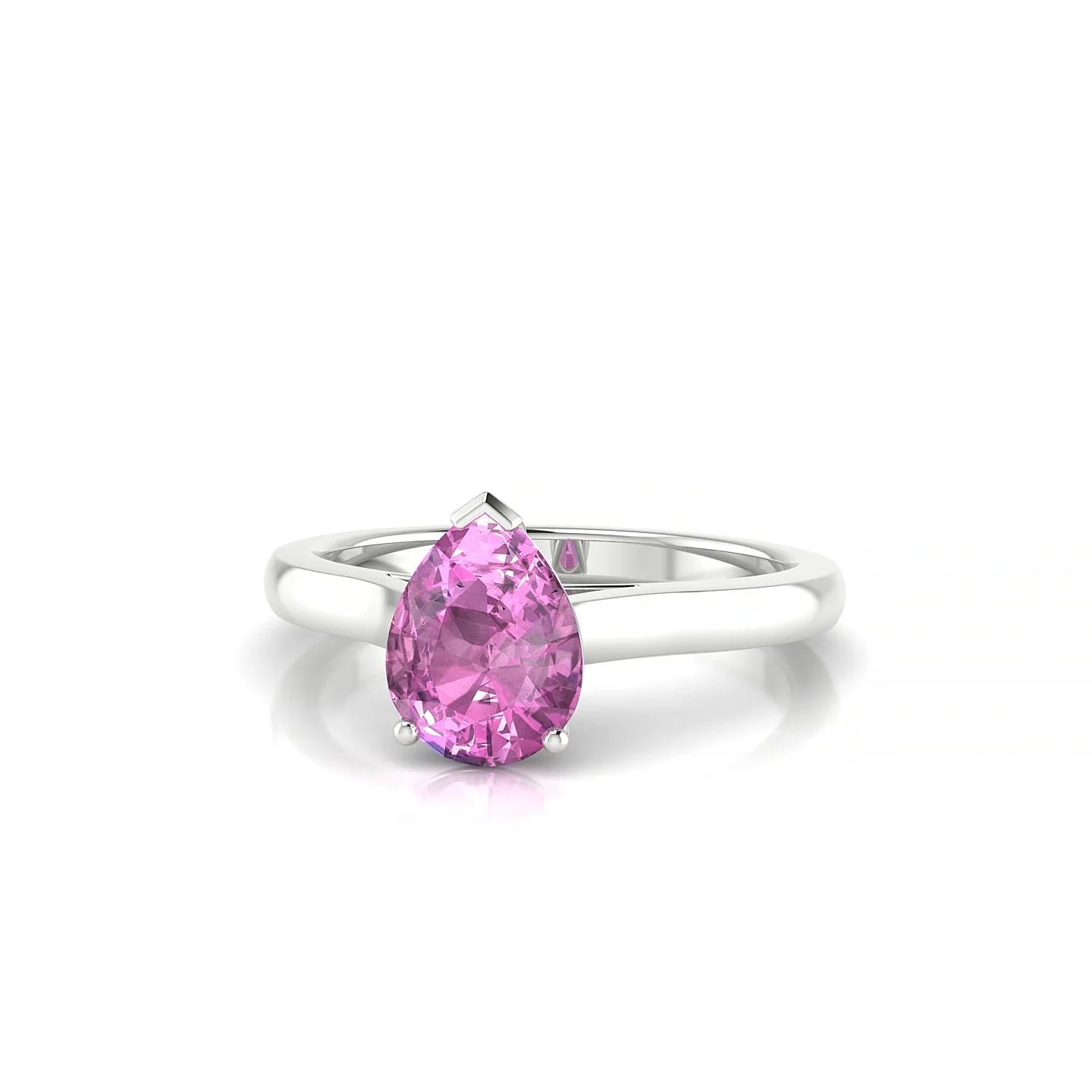 Cathedral | 18k White Gold 8 x 6 mm Pear Pink Sapphire Ring