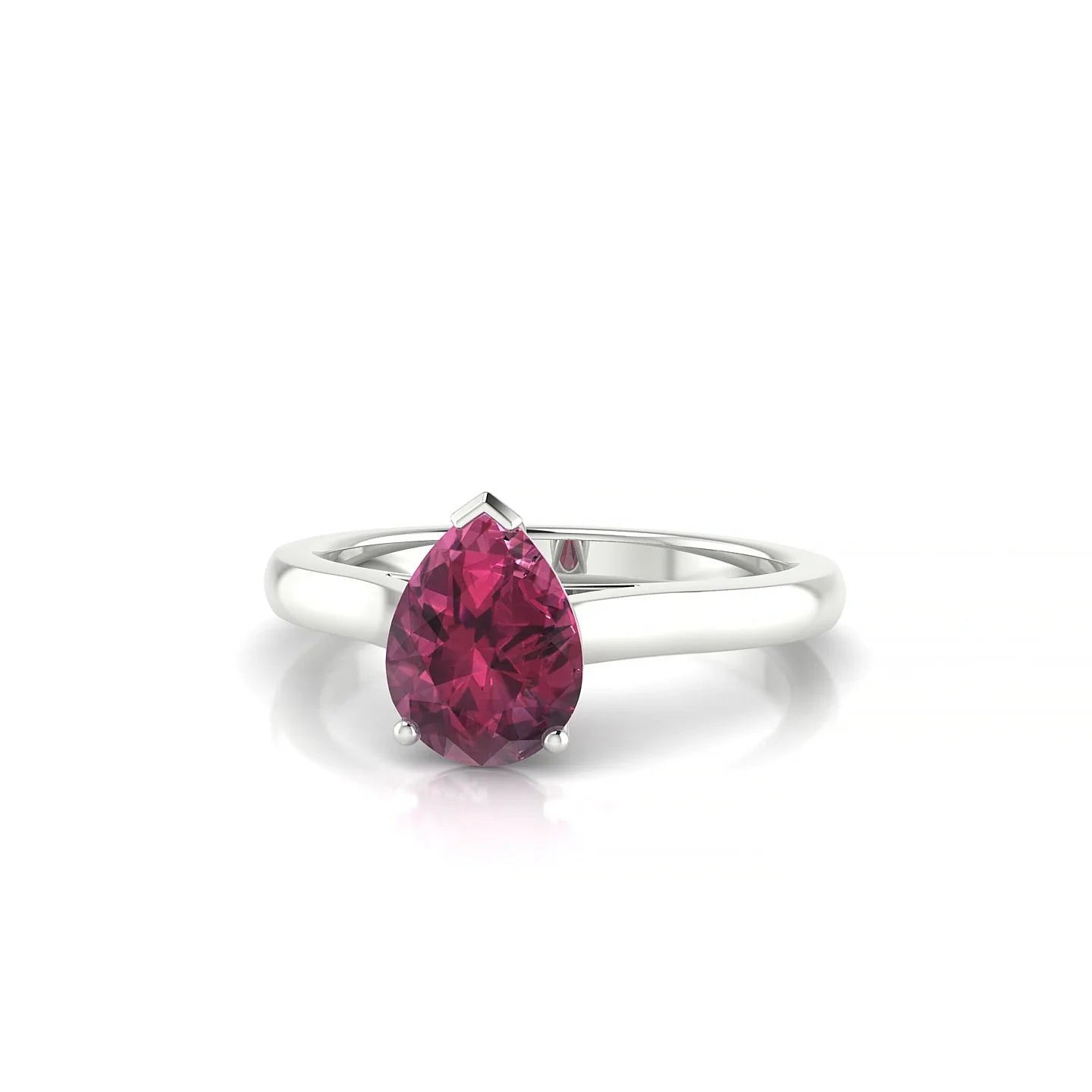 Cathedral | 18k White Gold 8 x 6 mm Pear Rhodolite Ring