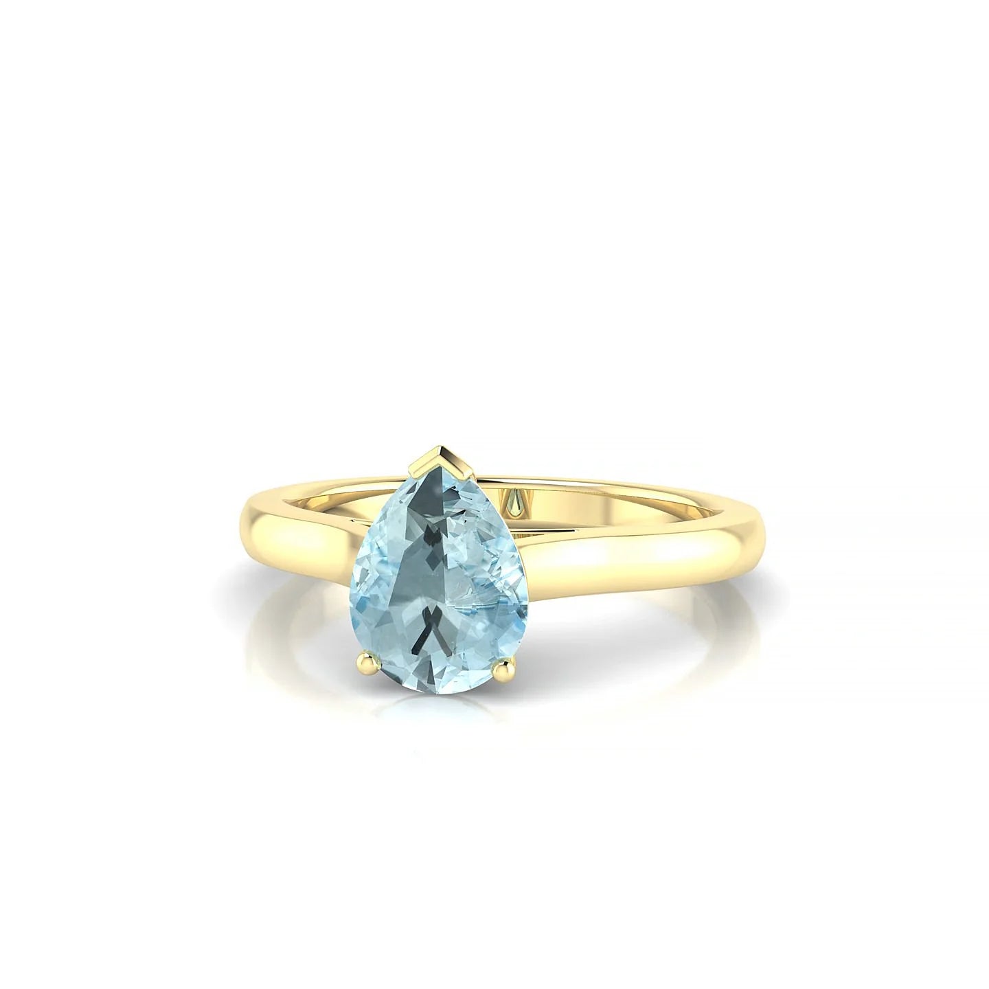 Cathedral | 18k Yellow Gold 8 x 6 mm Pear Aquamarine Ring