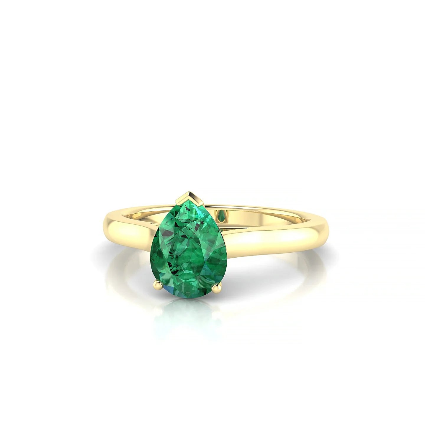 Cathedral | 18k Yellow Gold 8 x 6 mm Pear Emerald Ring