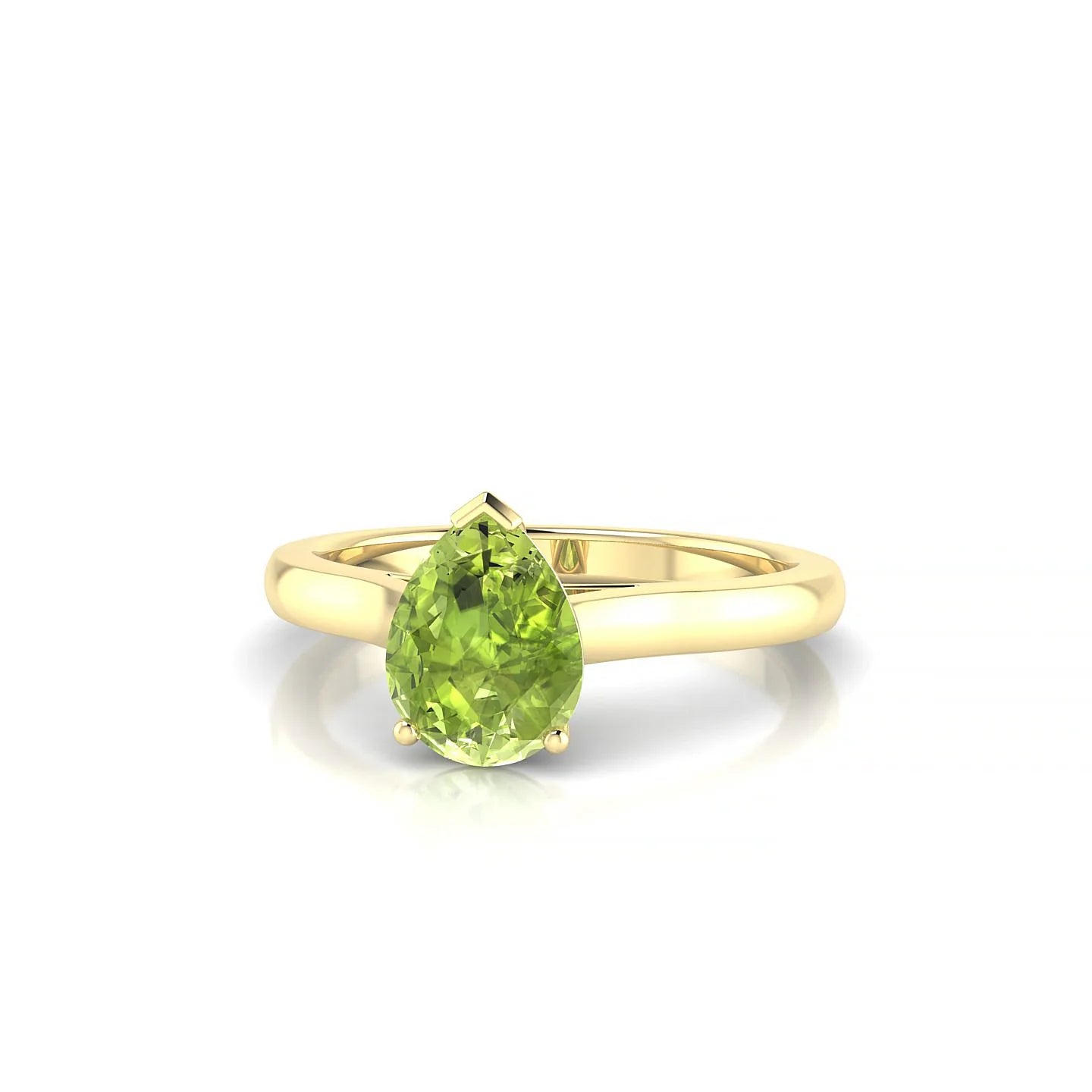 Cathedral | 18k Yellow Gold 8 x 6 mm Pear Peridot Ring
