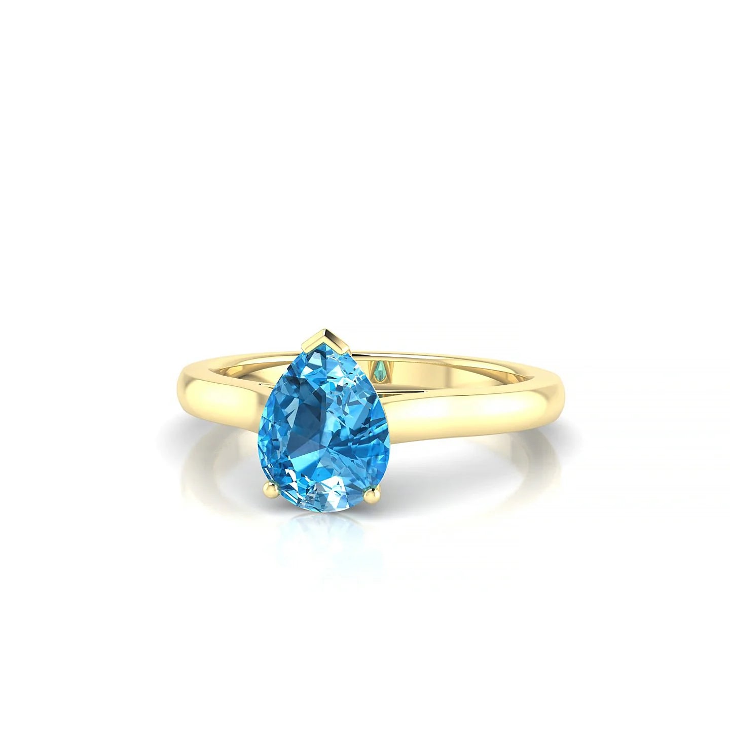 Cathedral | 18k Yellow Gold 8 x 6 mm Pear Topaz Ring
