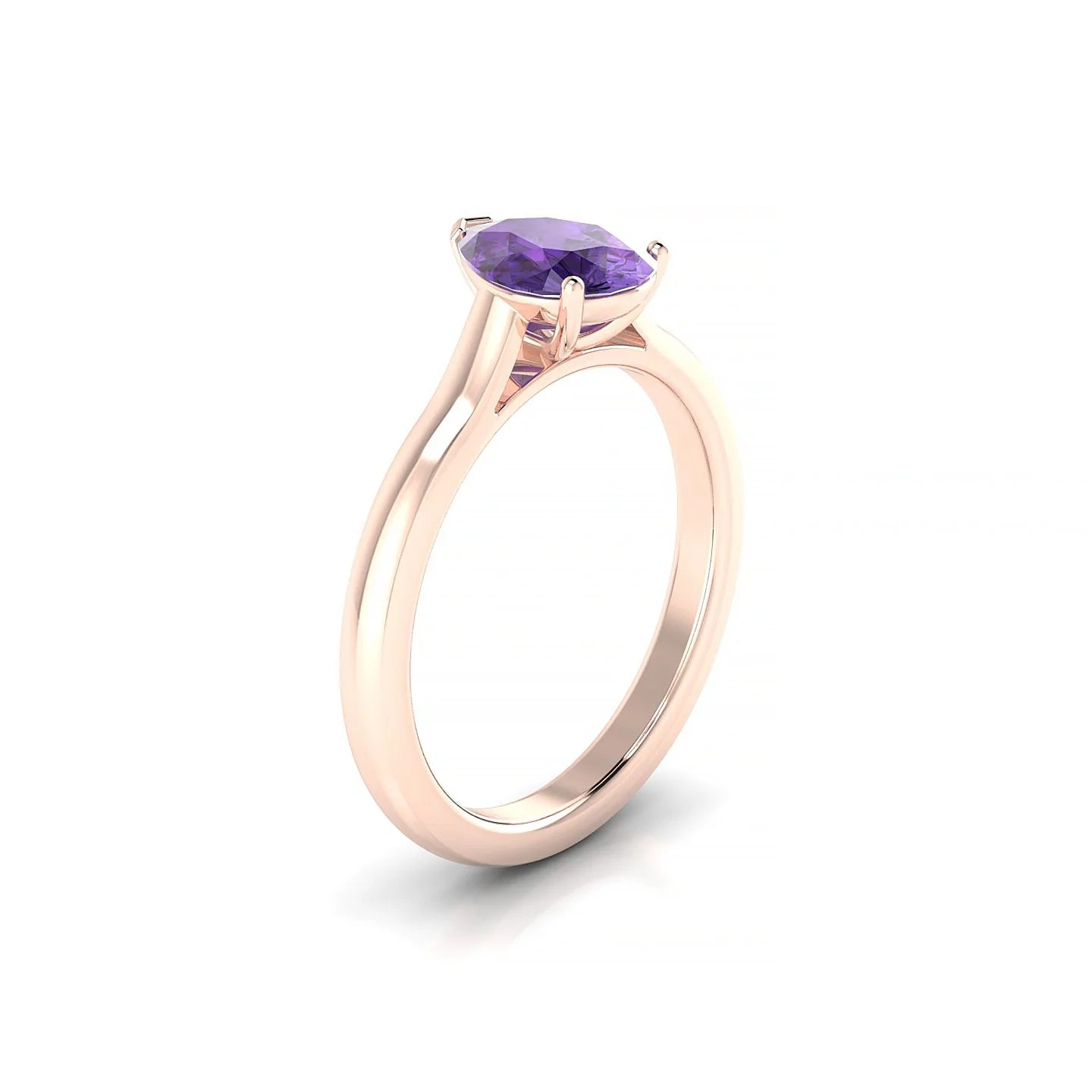 Cathedral | 18k Rose Gold 8 x 6 mm Pear Amethyst Ring