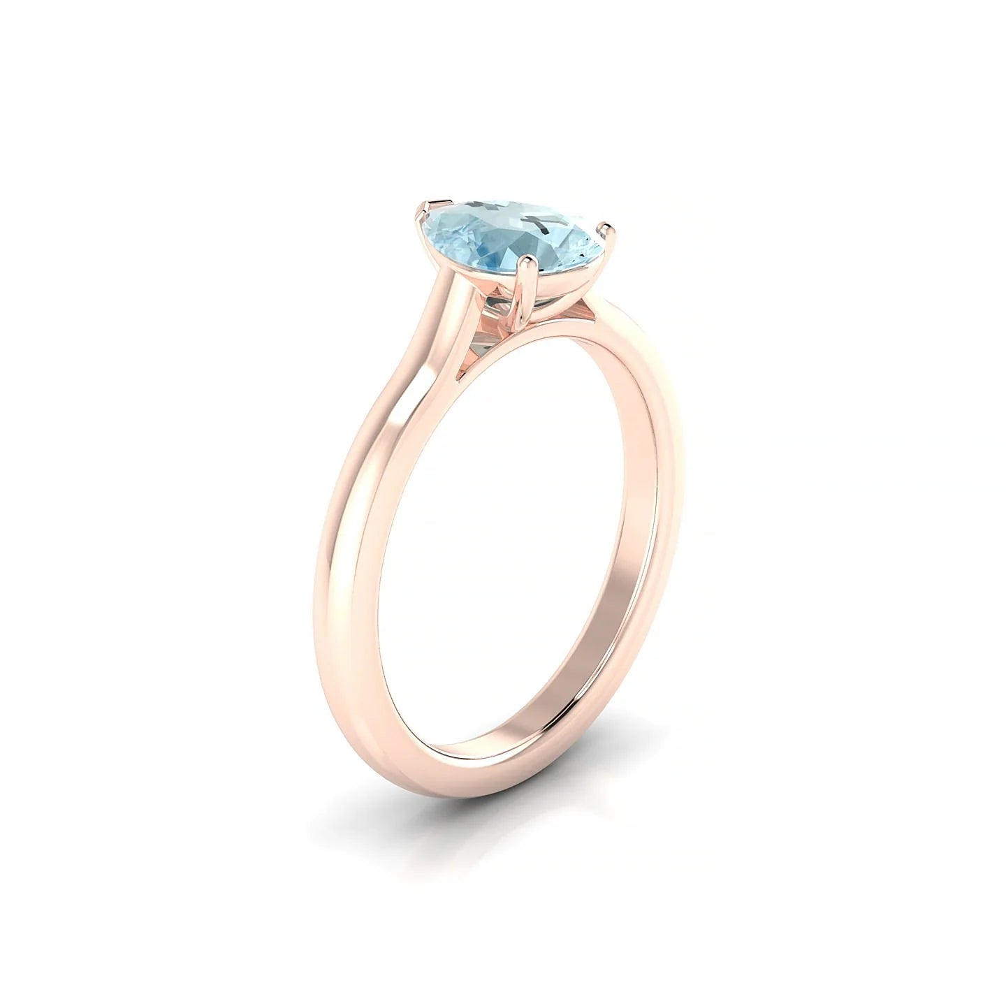 Cathedral | 18k Rose Gold 8 x 6 mm Pear Aquamarine Ring