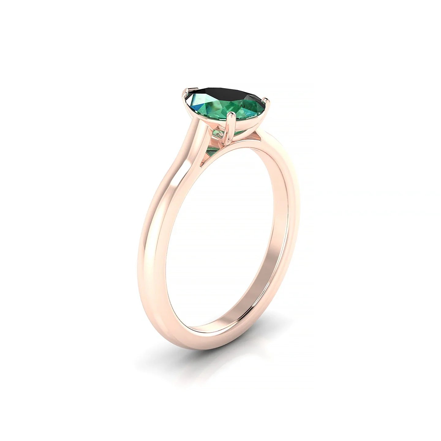 Cathedral | 18k Rose Gold 8 x 6 mm Pear Emerald Ring