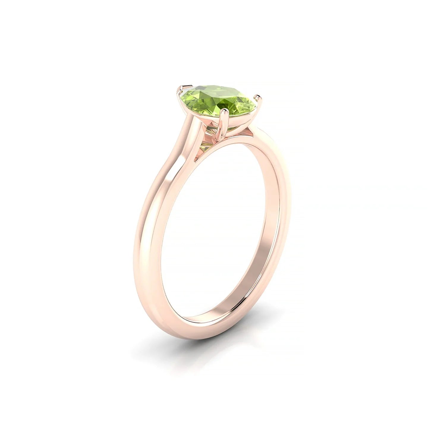 Cathedral | 18k Rose Gold 8 x 6 mm Pear Peridot Ring