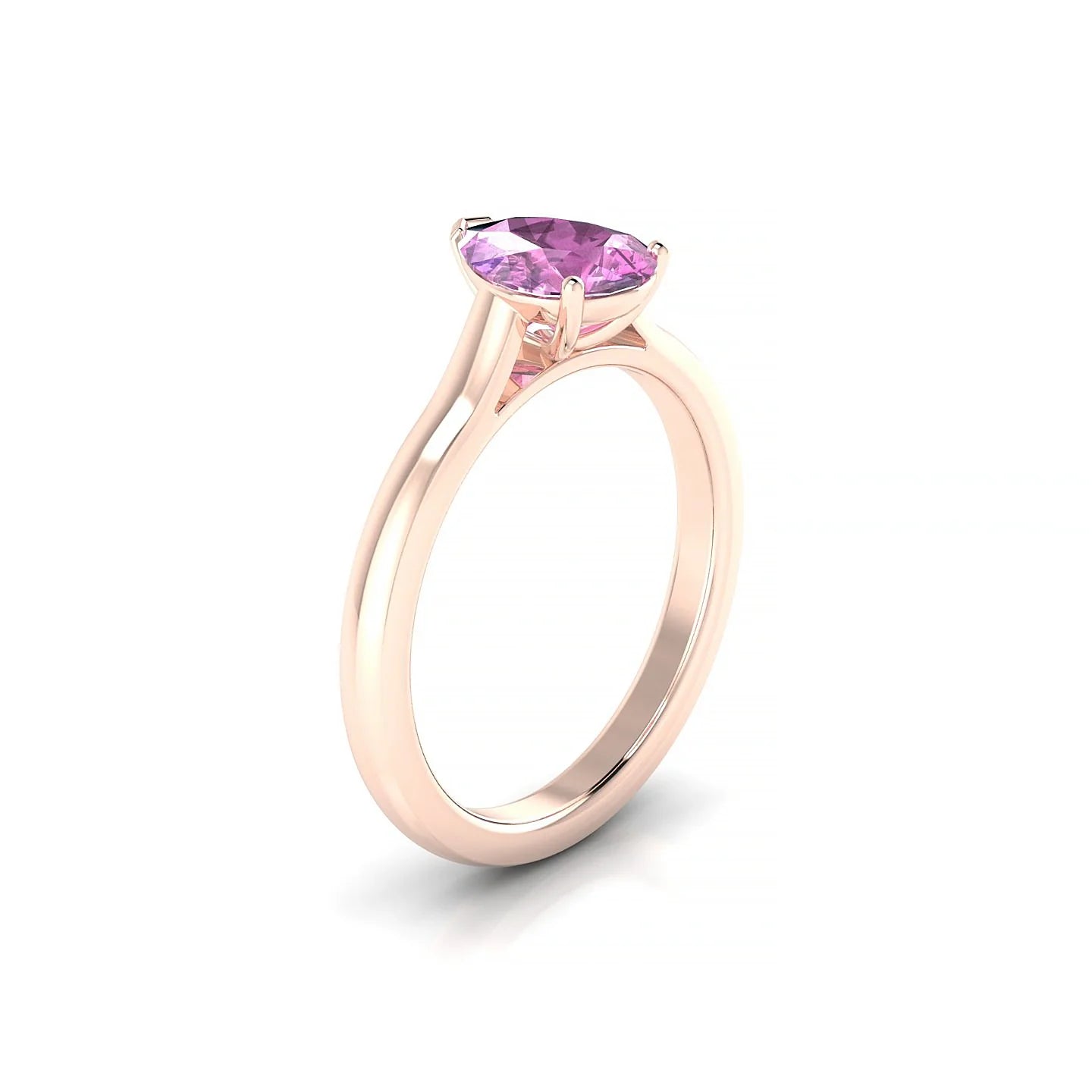 Cathedral | 18k Rose Gold 8 x 6 mm Pear Pink Sapphire Ring