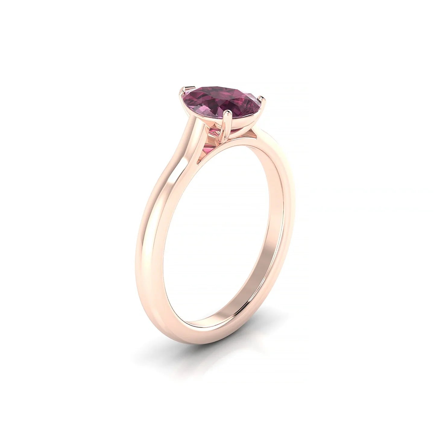Cathedral | 18k Rose Gold 8 x 6 mm Pear Rhodolite Ring
