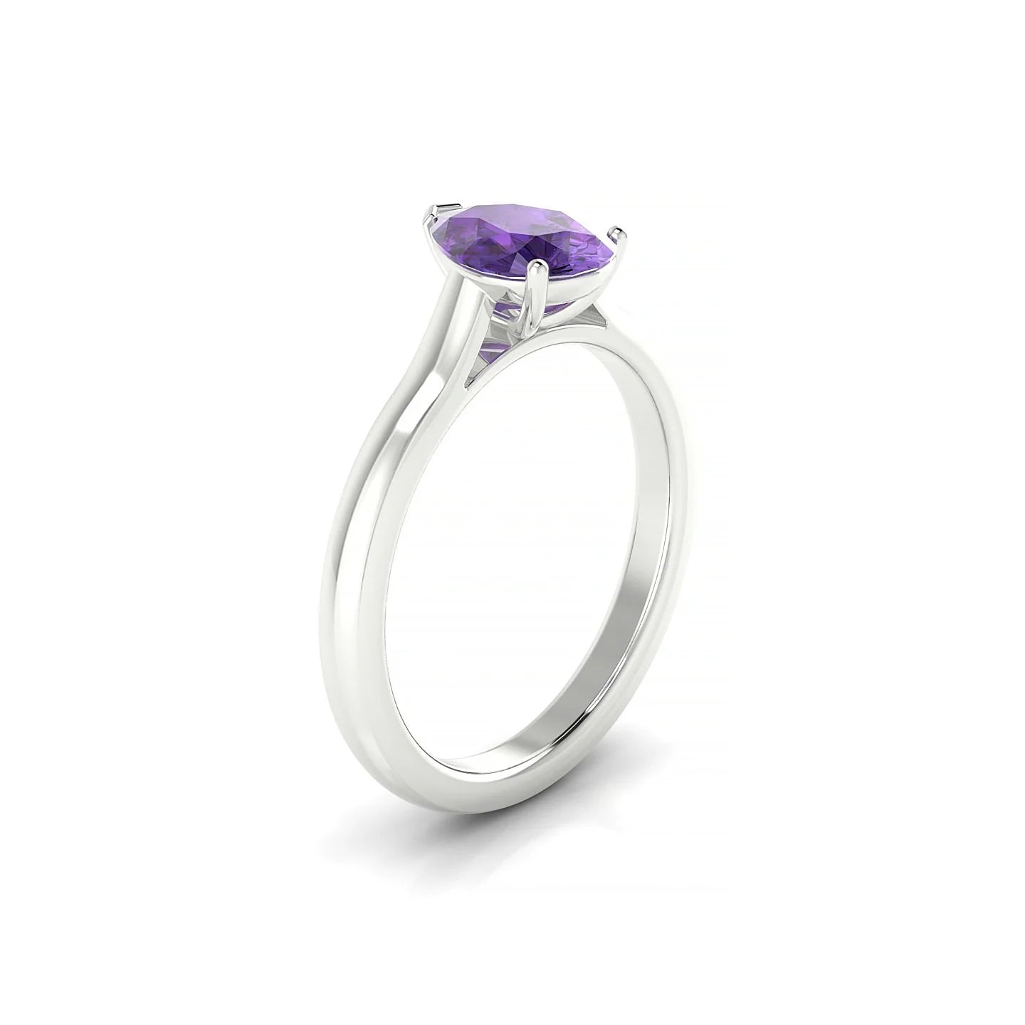 Cathedral | 18k White Gold 8 x 6 mm Pear Amethyst Ring