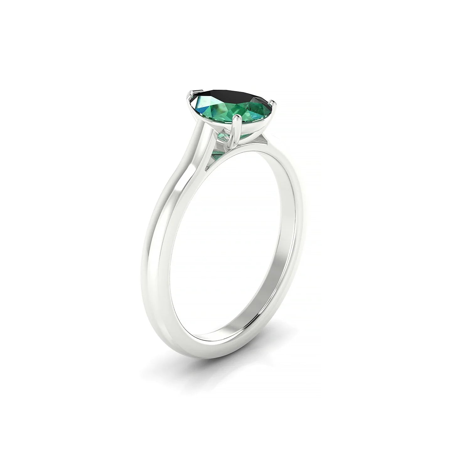 Cathedral | 18k White Gold 8 x 6 mm Pear Emerald Ring