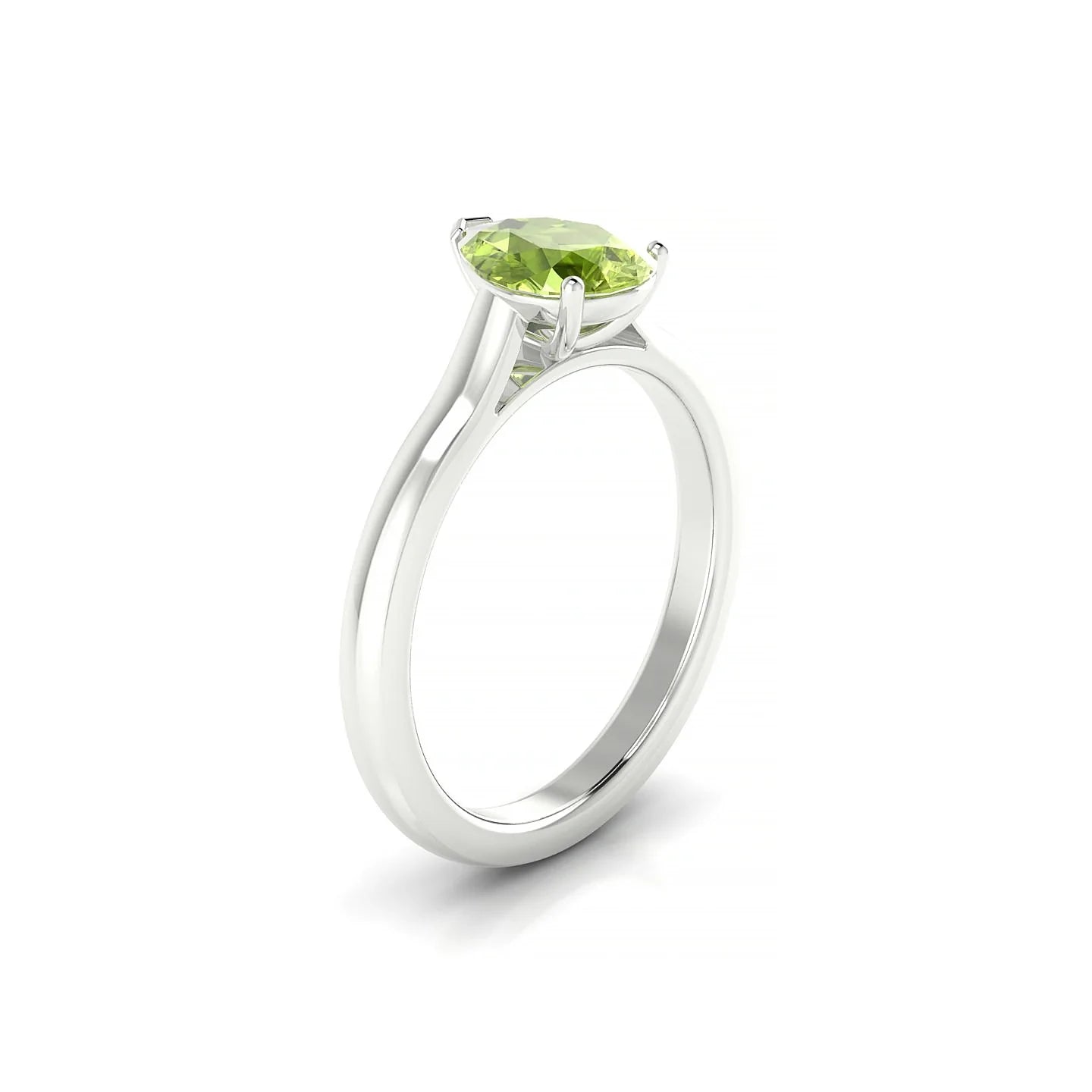 Cathedral | 18k White Gold 8 x 6 mm Pear Peridot Ring