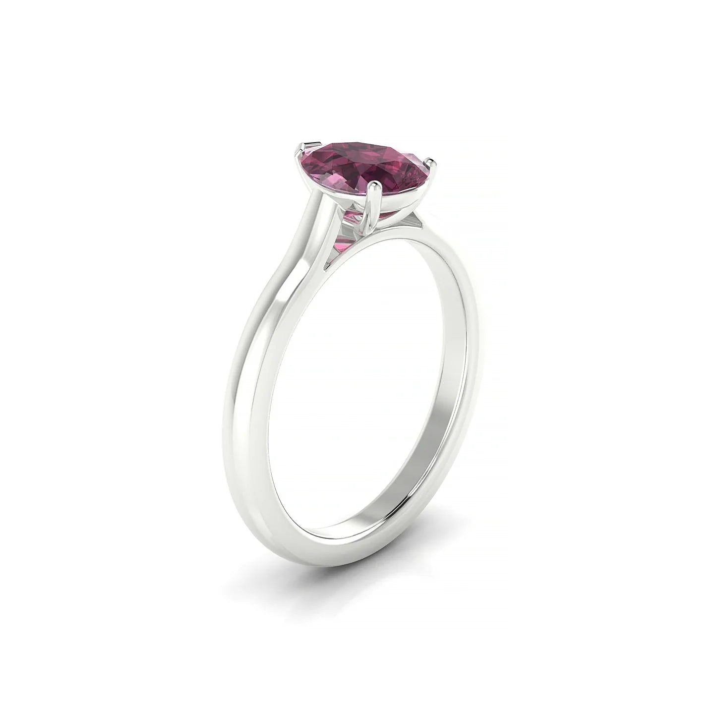Cathedral | 18k White Gold 8 x 6 mm Pear Rhodolite Ring