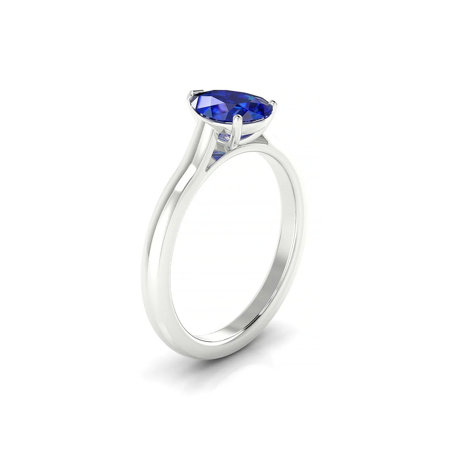 Cathedral | 18k White Gold 8 x 6 mm Pear Sapphire Ring