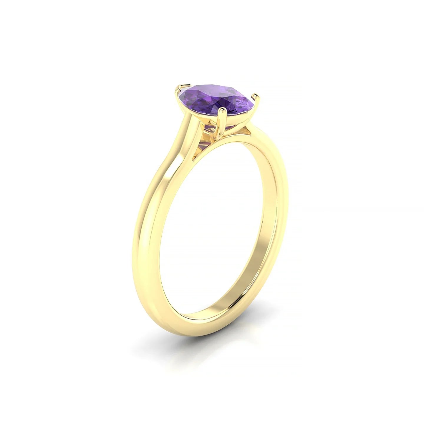 Cathedral | 18k Yellow Gold 8 x 6 mm Pear Amethyst Ring