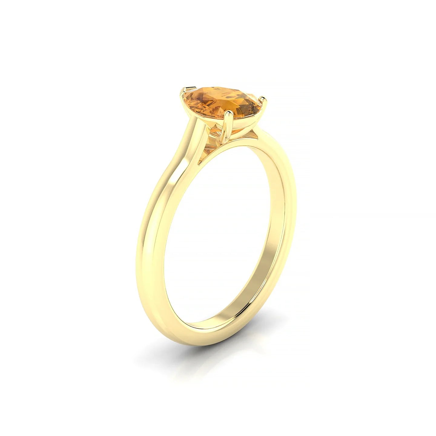 Cathedral | 18k Yellow Gold 8 x 6 mm Pear Citrine Ring