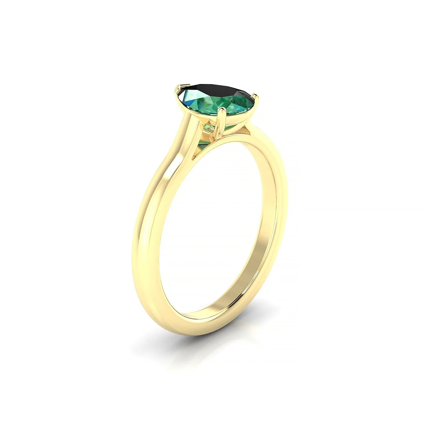 Cathedral | 18k Yellow Gold 8 x 6 mm Pear Emerald Ring