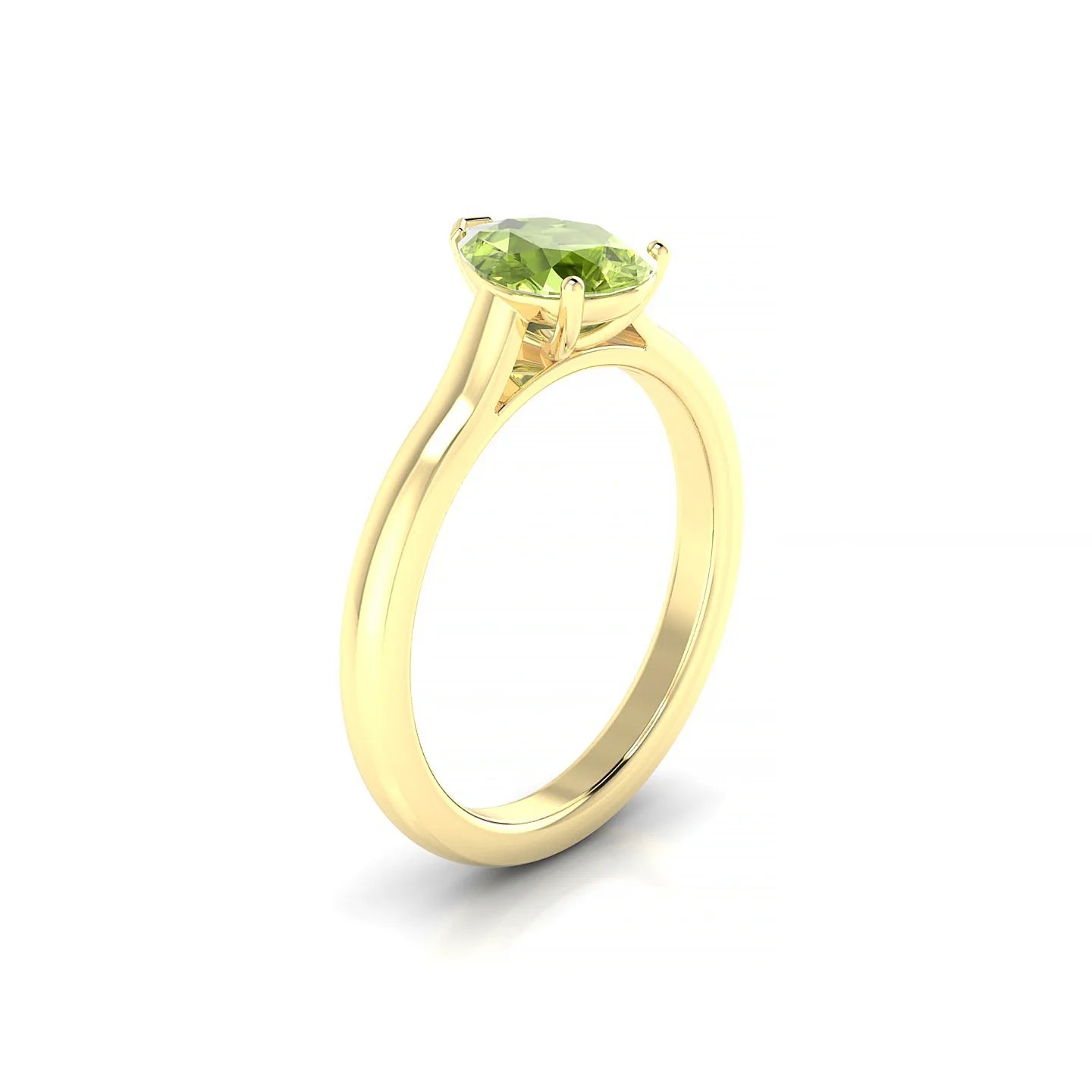 Cathedral | 18k Yellow Gold 8 x 6 mm Pear Peridot Ring