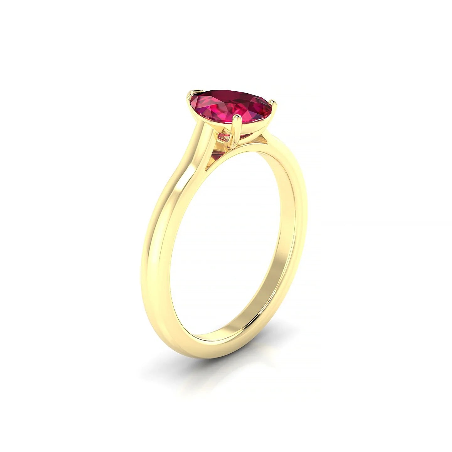 Cathedral | 18k Yellow Gold 8 x 6 mm Pear Ruby Ring