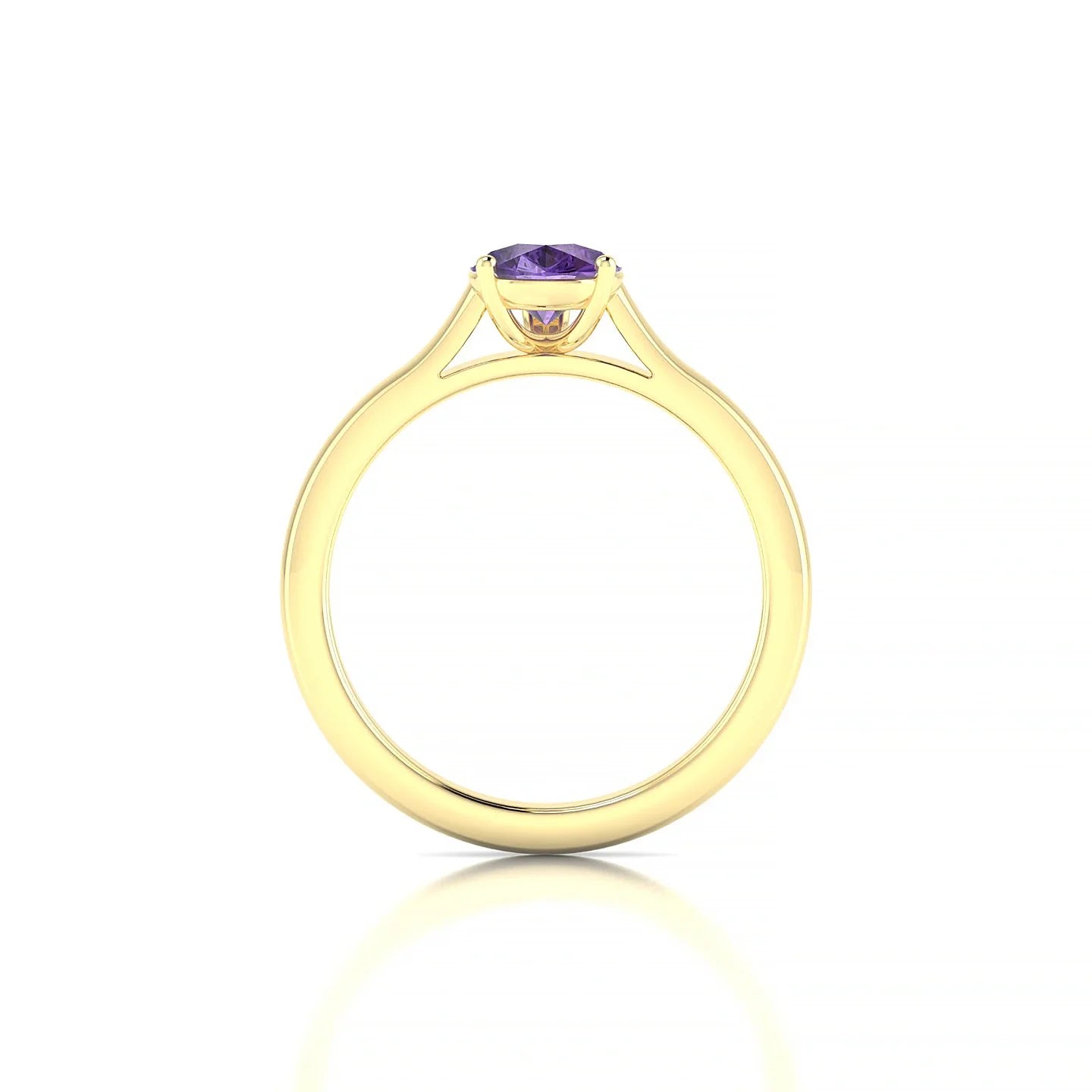 Cathedral | 18k Yellow Gold 8 x 6 mm Pear Amethyst Ring