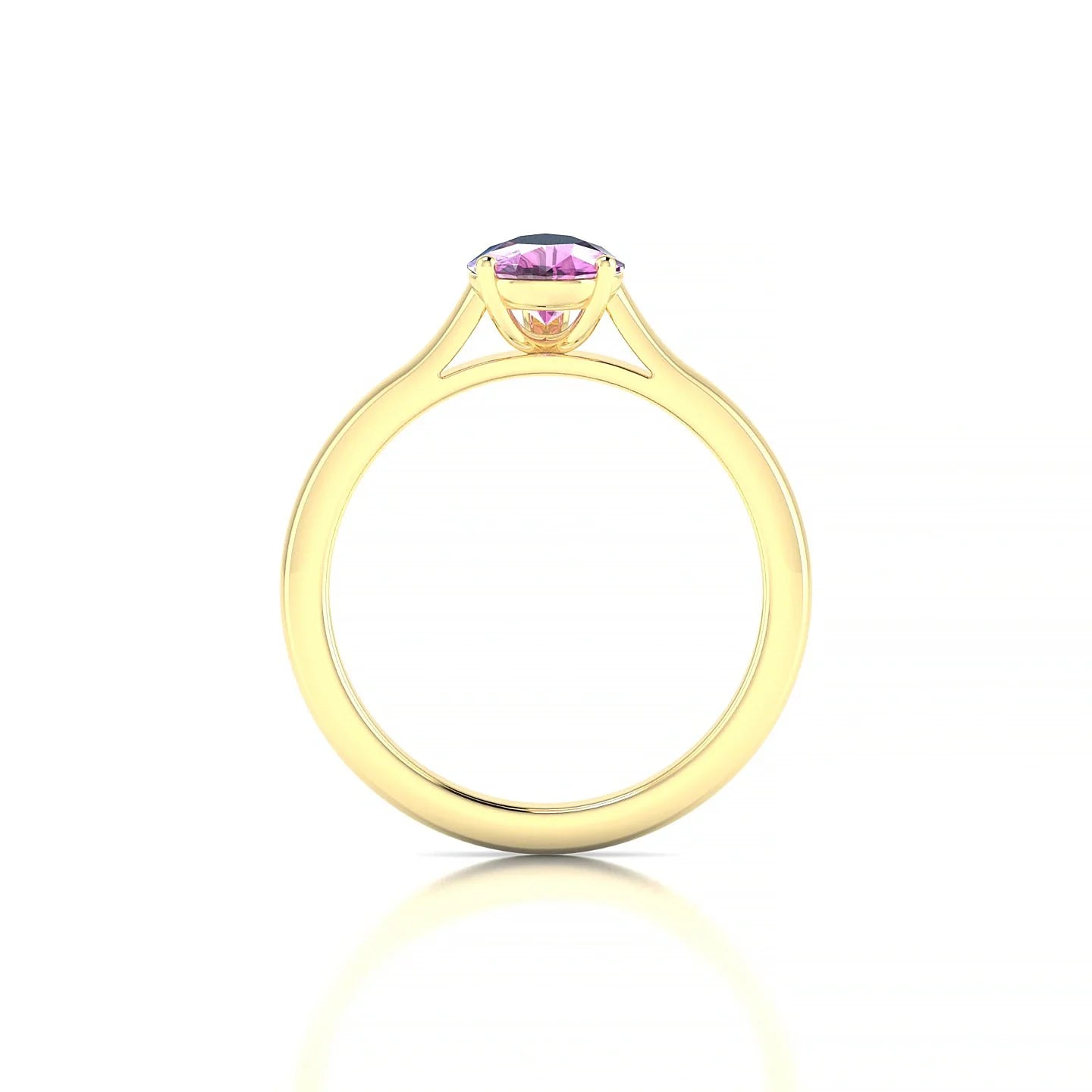 Cathedral | 18k Yellow Gold 8 x 6 mm Pear Pink Sapphire Ring
