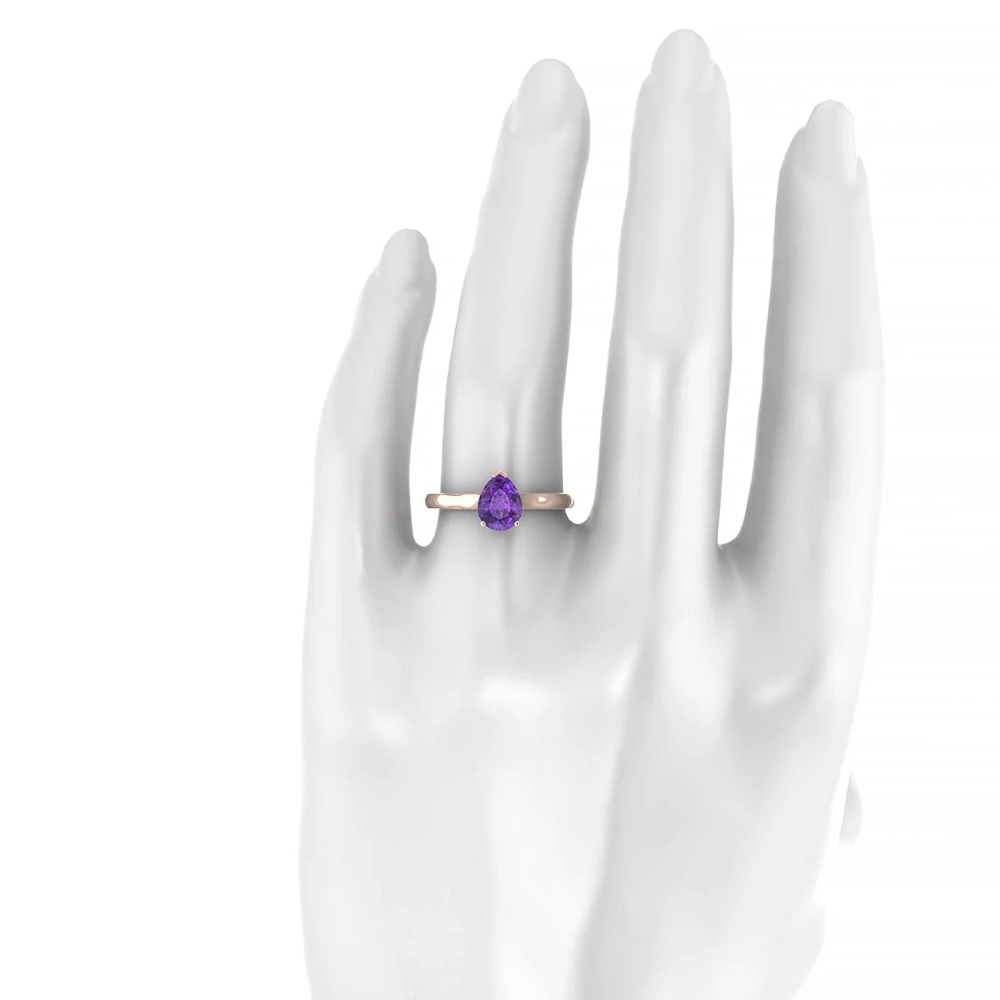 Cathedral | 18k Rose Gold 8 x 6 mm Pear Amethyst Ring