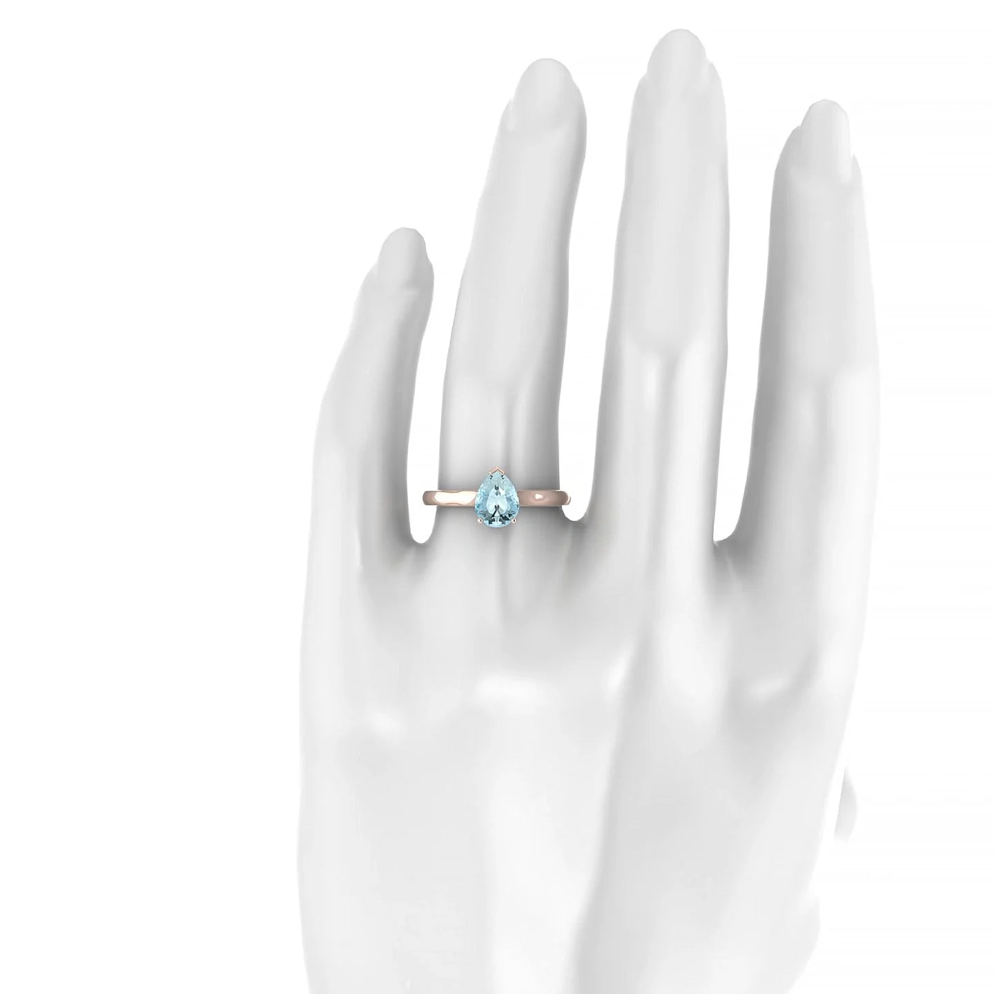 Cathedral | 18k Rose Gold 8 x 6 mm Pear Aquamarine Ring