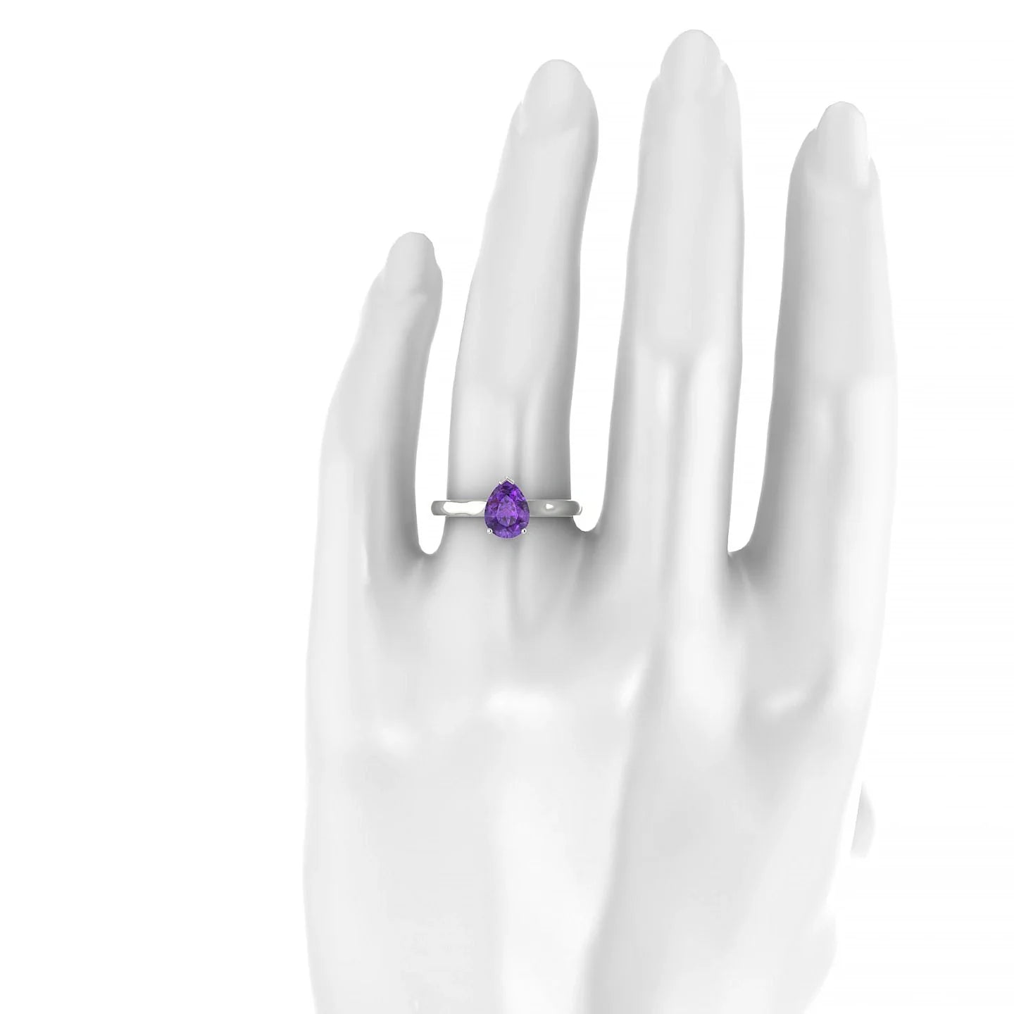 Cathedral | 18k White Gold 8 x 6 mm Pear Amethyst Ring