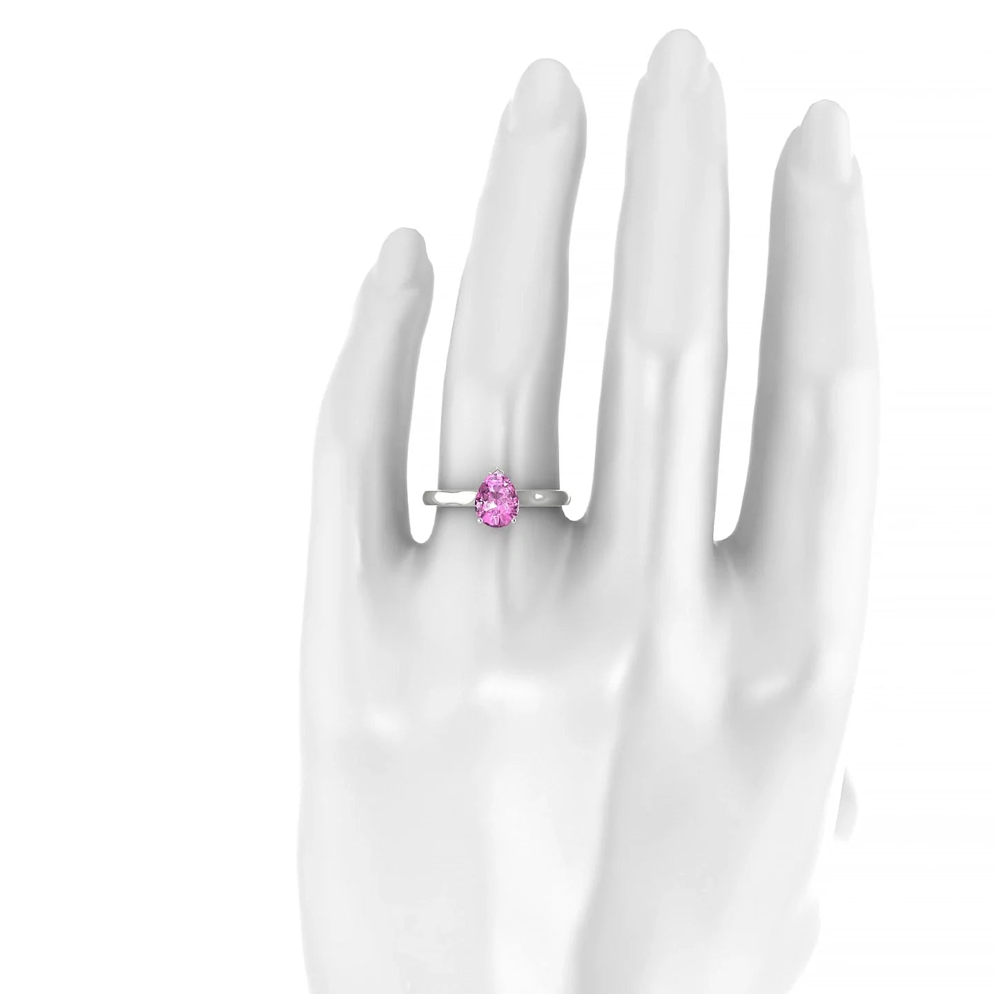 Cathedral | 18k White Gold 8 x 6 mm Pear Pink Sapphire Ring