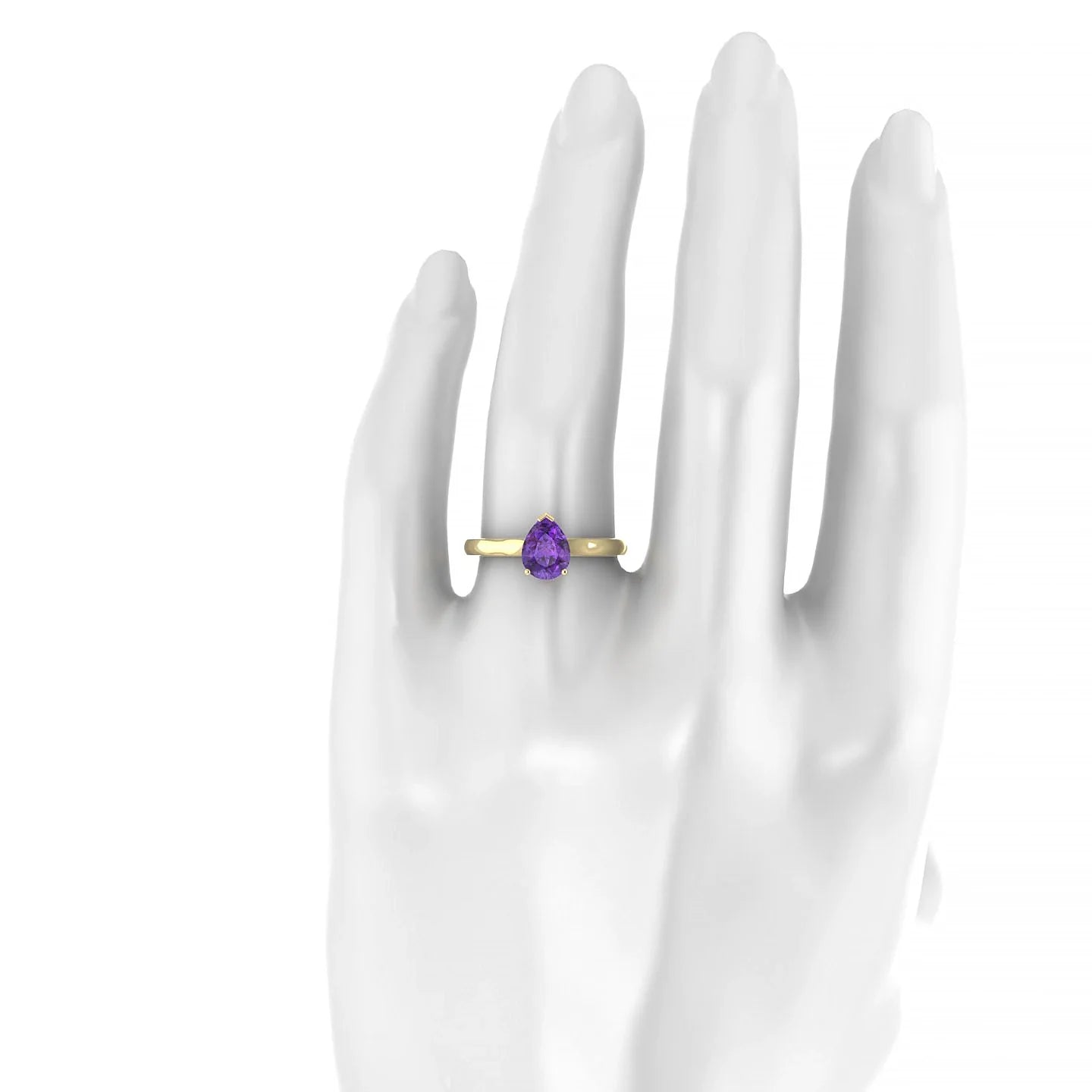 Cathedral | 18k Yellow Gold 8 x 6 mm Pear Amethyst Ring