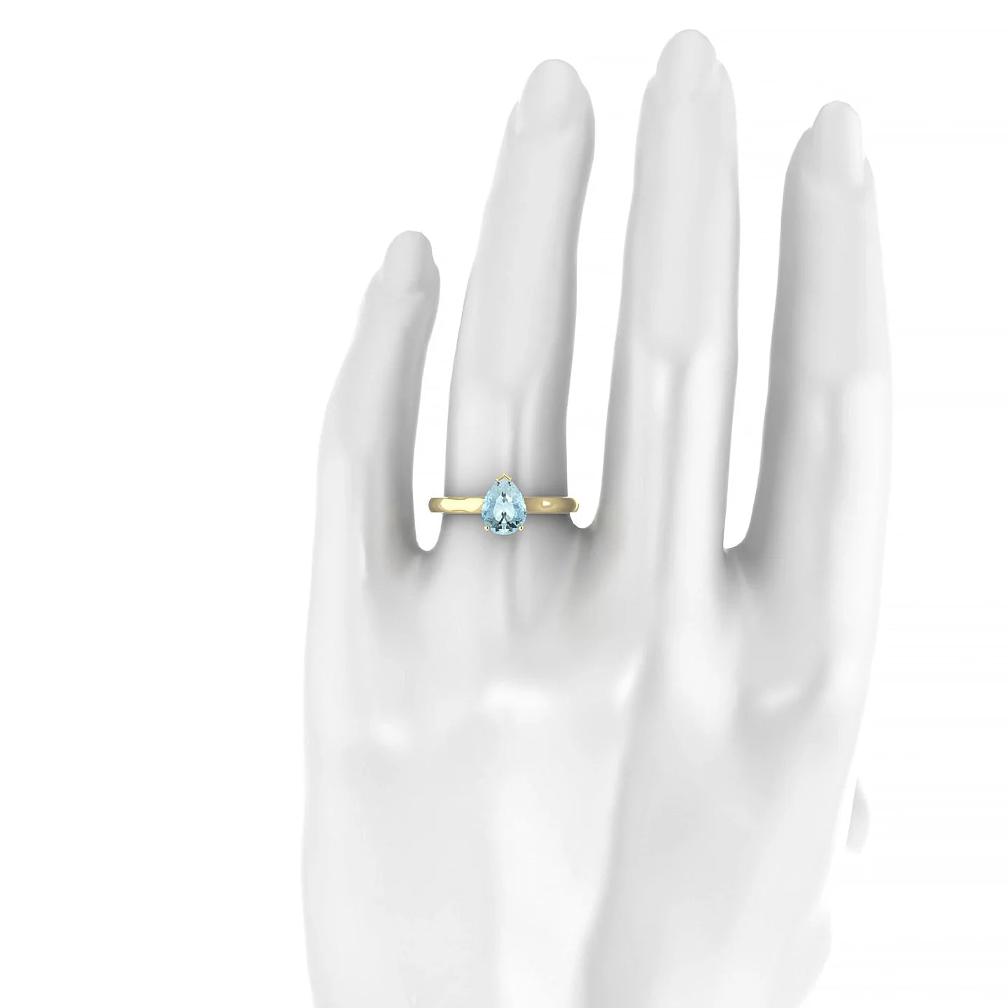 Cathedral | 18k Yellow Gold 8 x 6 mm Pear Aquamarine Ring