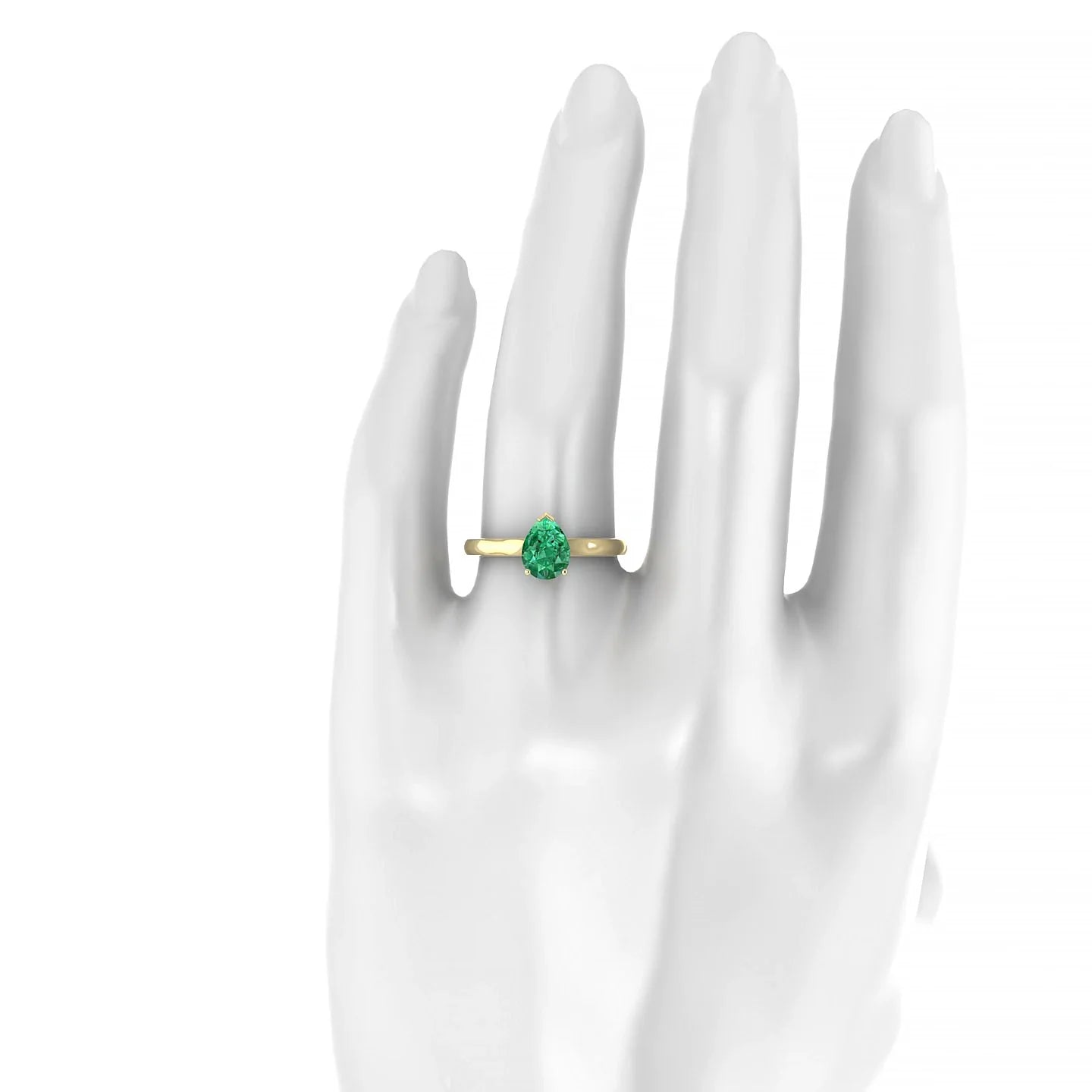 Cathedral | 18k Yellow Gold 8 x 6 mm Pear Emerald Ring