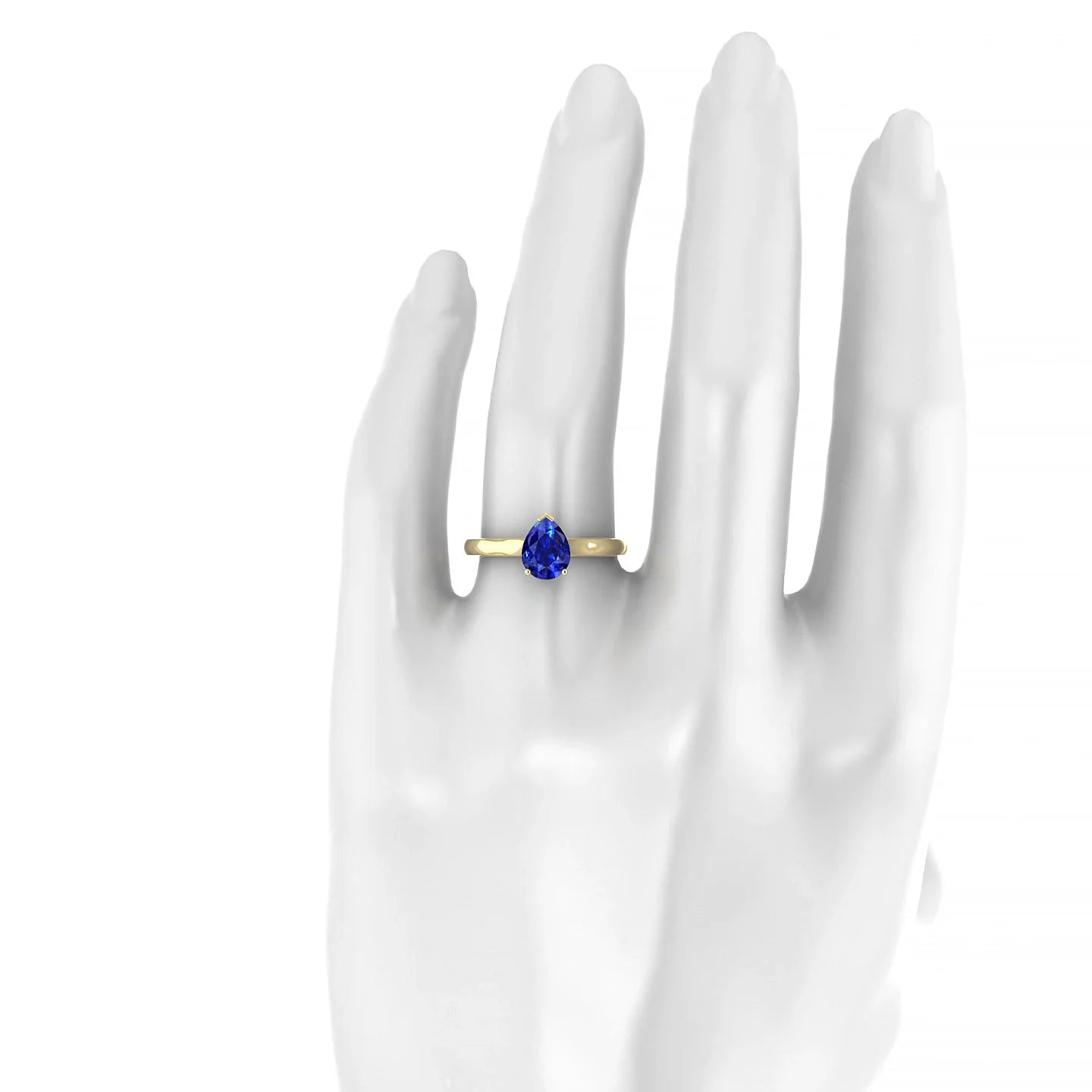 Cathedral | 18k Yellow Gold 8 x 6 mm Pear Sapphire Ring
