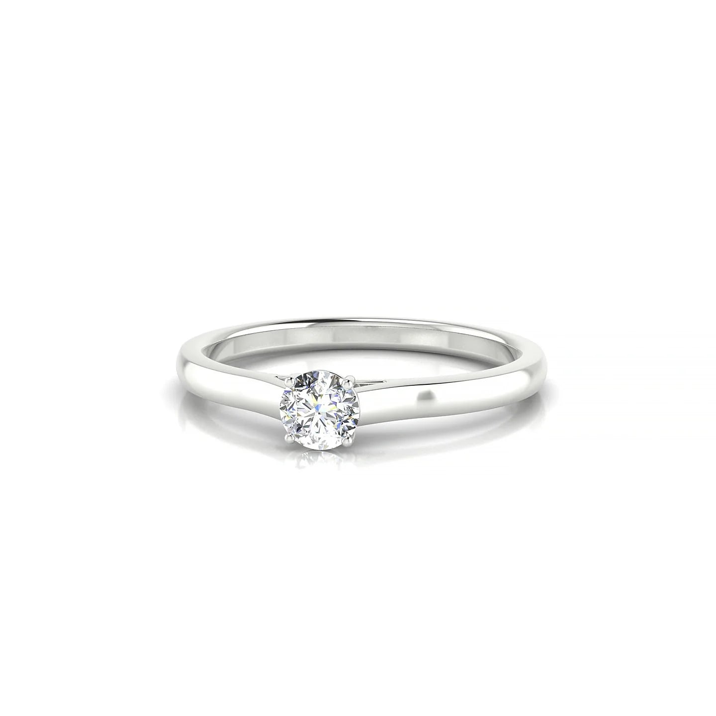 Cathedral | 18k White Gold 3.7 mm Round Diamond Ring
