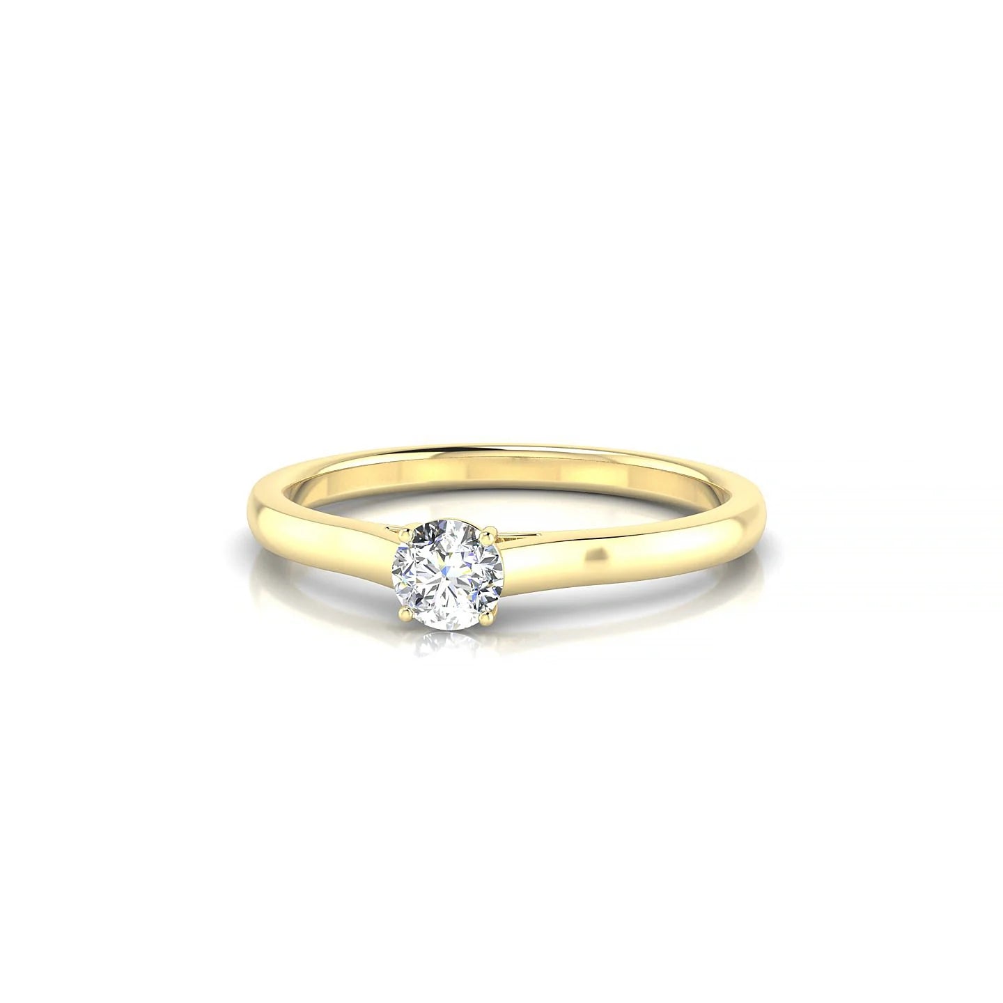 Cathedral | 18k Yellow Gold 3.7 mm Round Diamond Ring