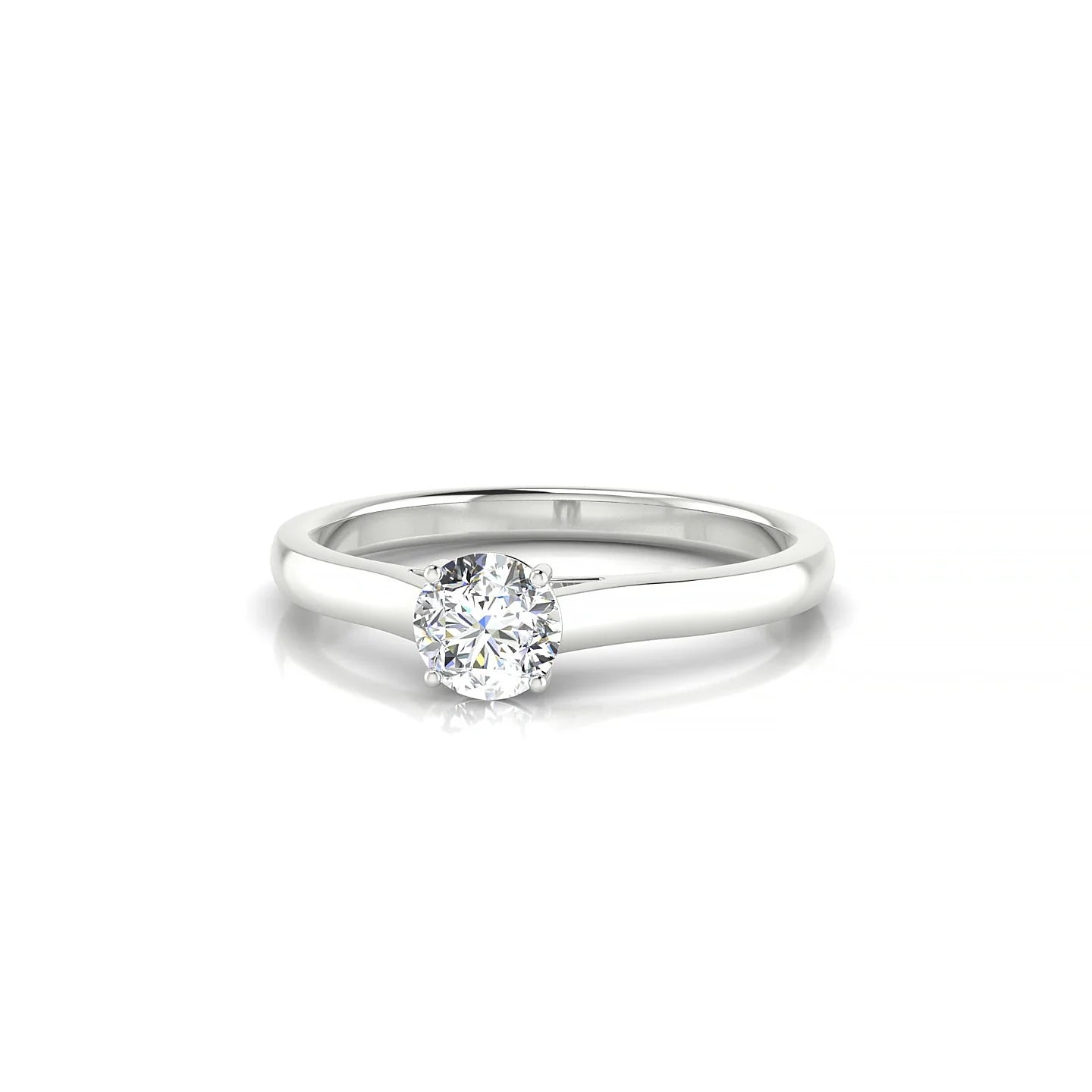 Cathedral | 18k White Gold 4.2 mm Round Diamond Ring