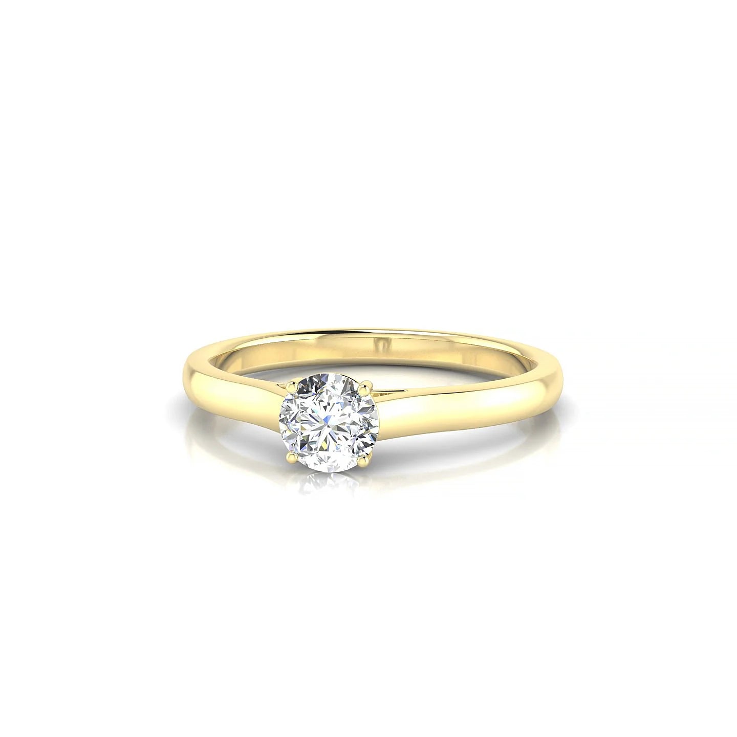 Cathedral | 18k Yellow Gold 4.2 mm Round Diamond Ring