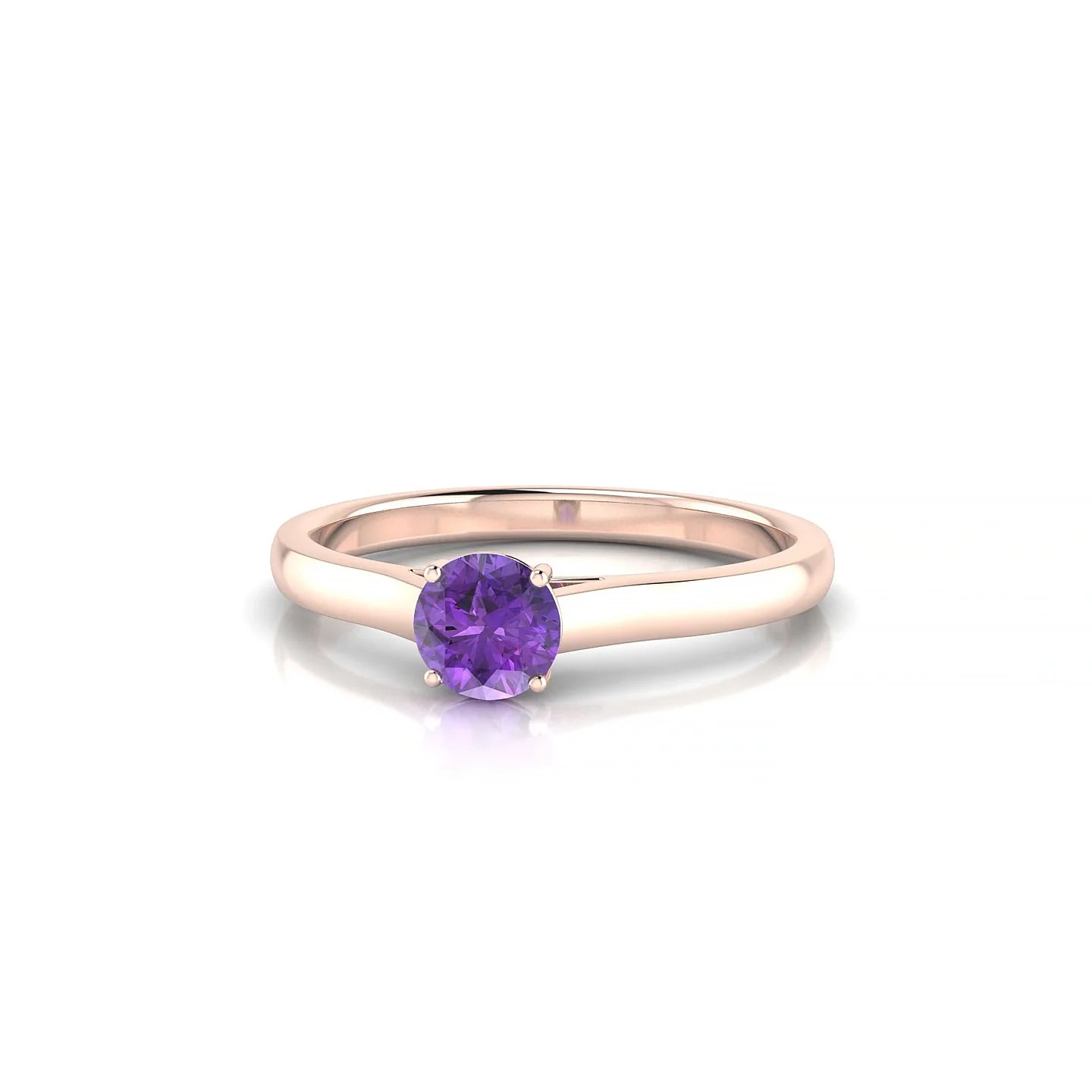 Cathedral | 18k Rose Gold 4.5 mm Round Amethyst Ring