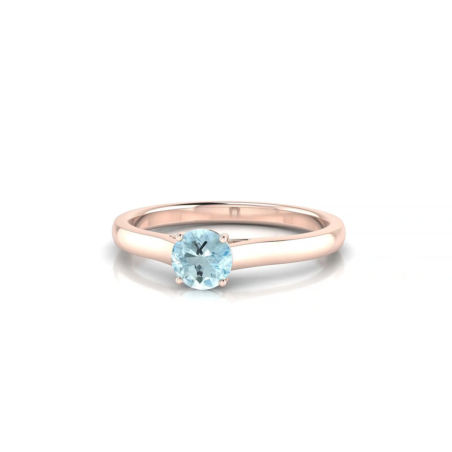 Cathedral | 18k Rose Gold 4.5 mm Round Aquamarine Ring