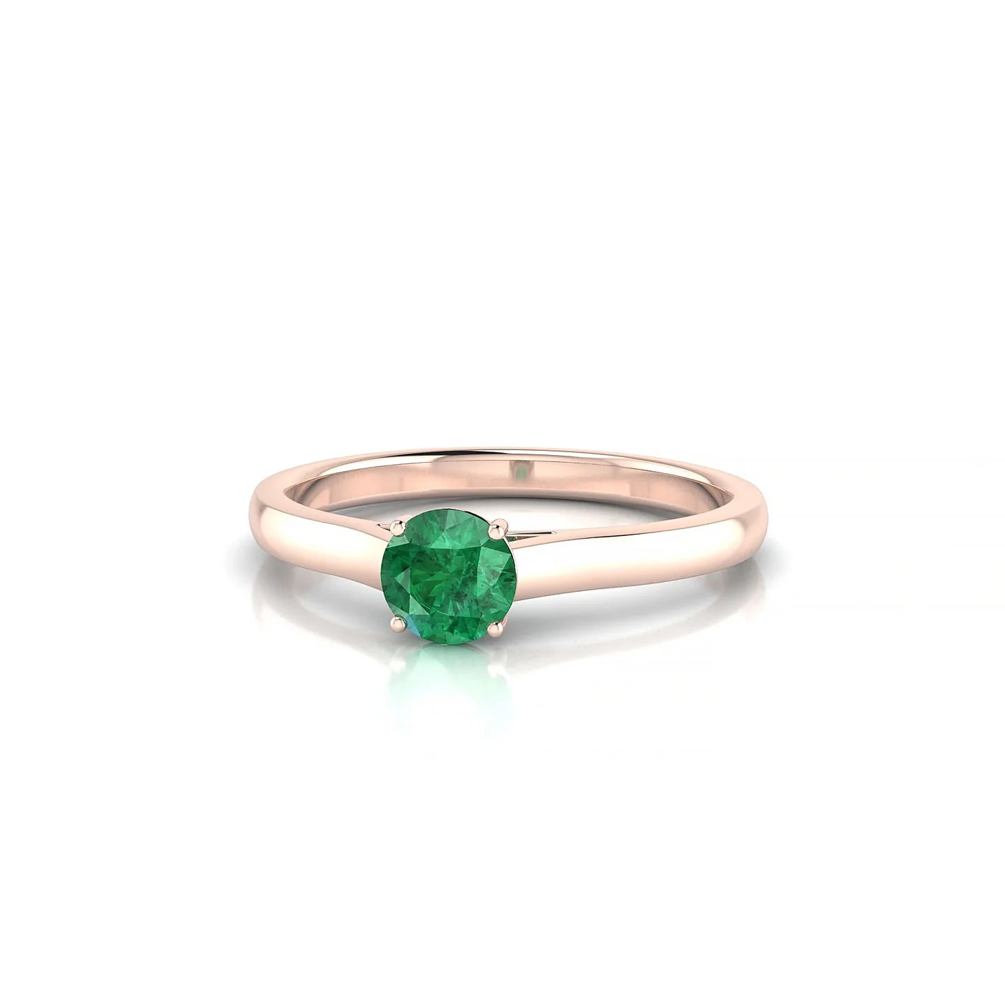 Cathedral | 18k Rose Gold 4.5 mm Round Emerald Ring