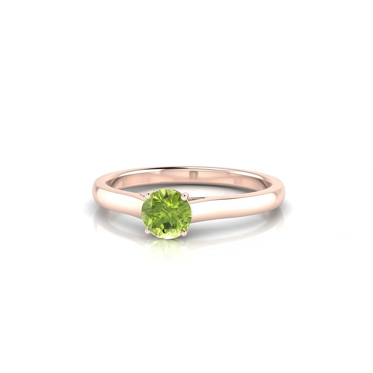 Cathedral | 18k Rose Gold 4.5 mm Round Peridot Ring