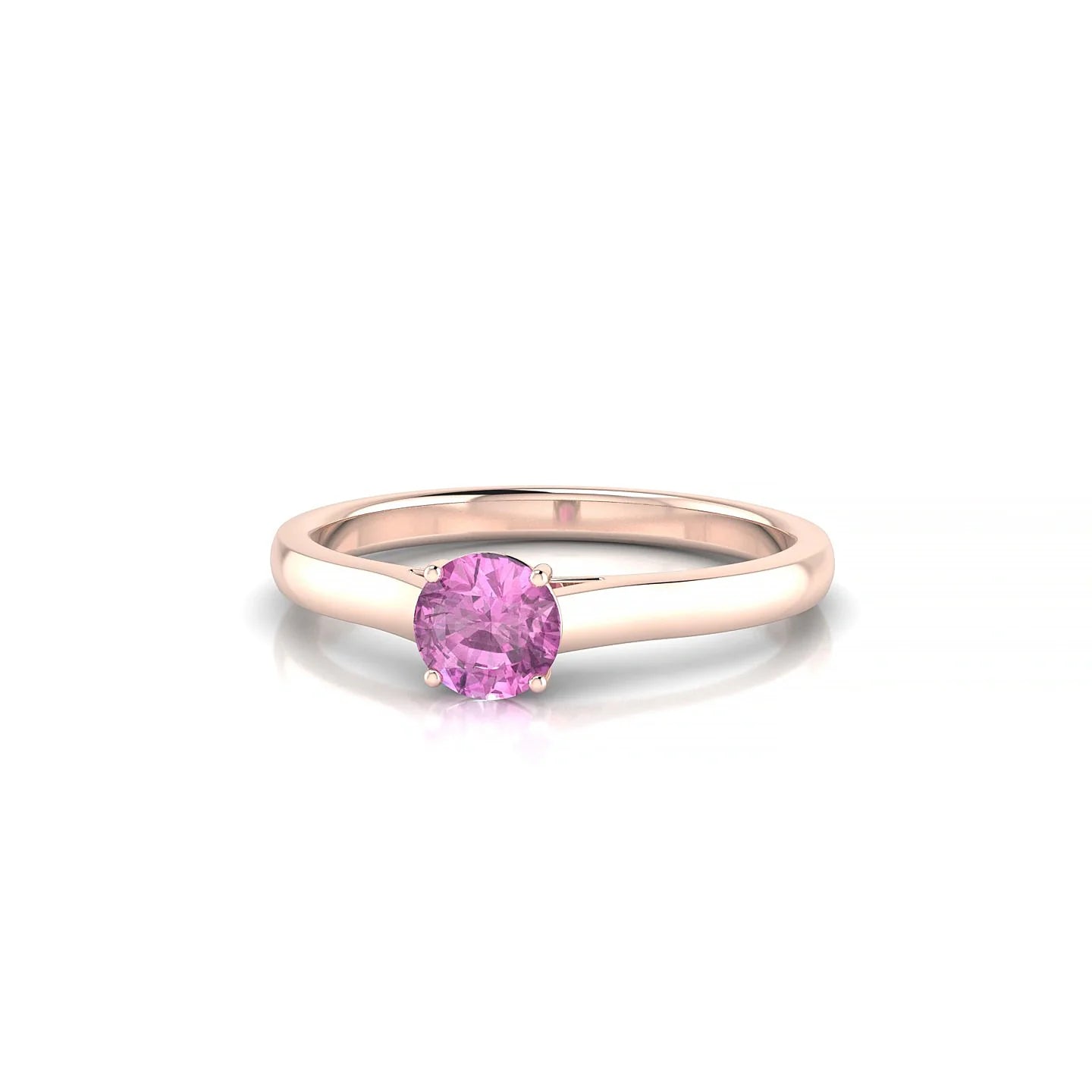 Cathedral | 18k Rose Gold 4.5 mm Round Pink Sapphire Ring